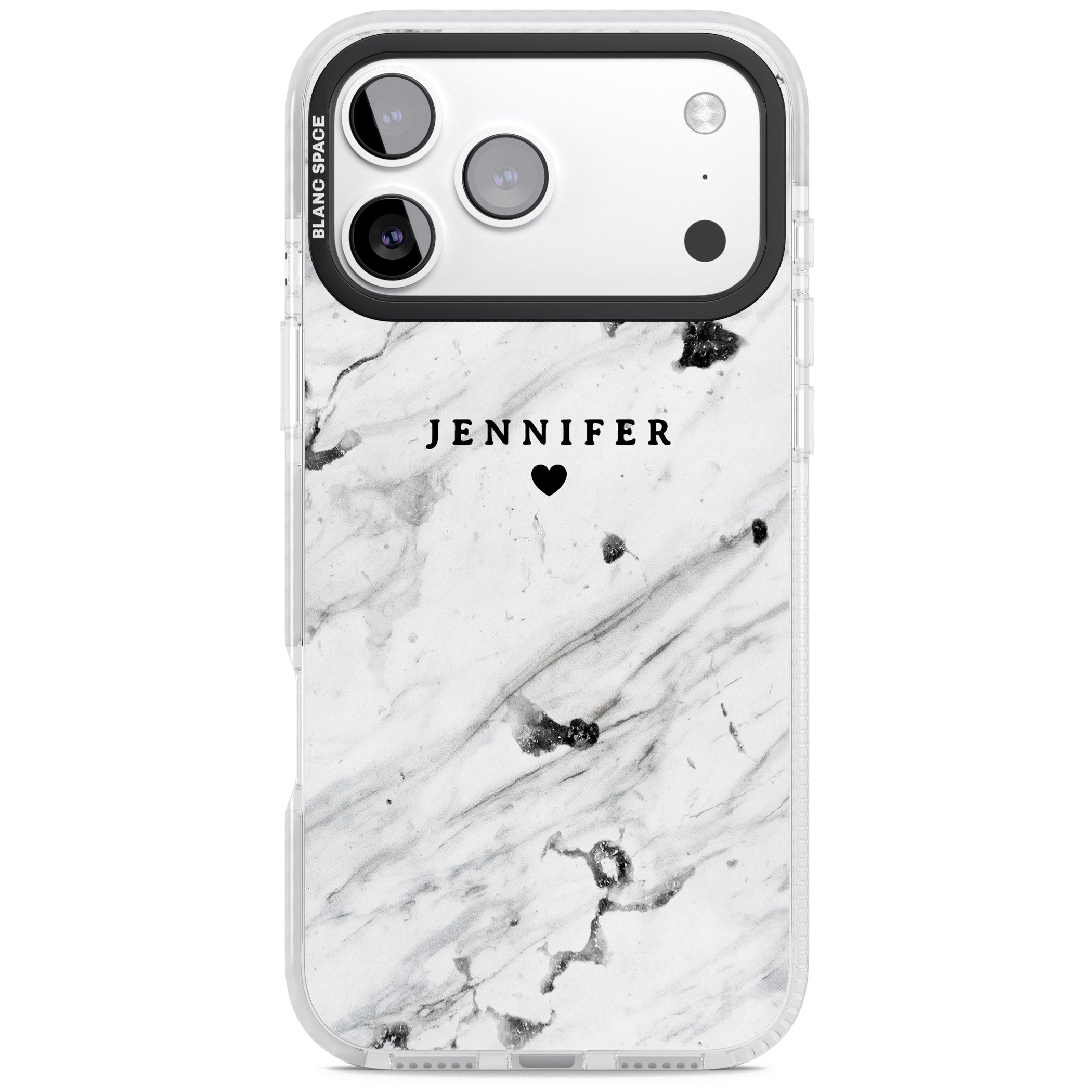 Personalised Marble Heart iPhone 17 Pro Max Impact Pro Clear Phone Case