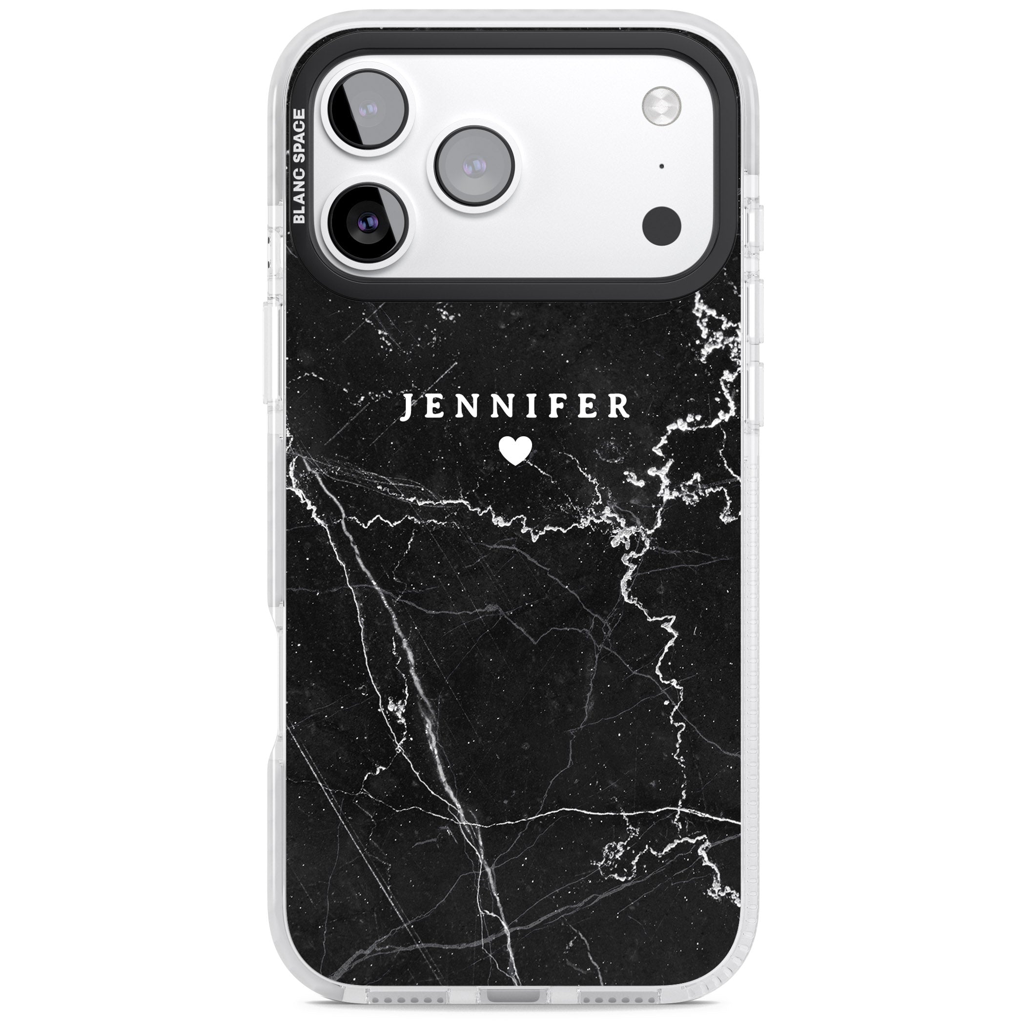 Personalised Black Marble iPhone 17 Pro Max Impact Pro Clear Phone Case