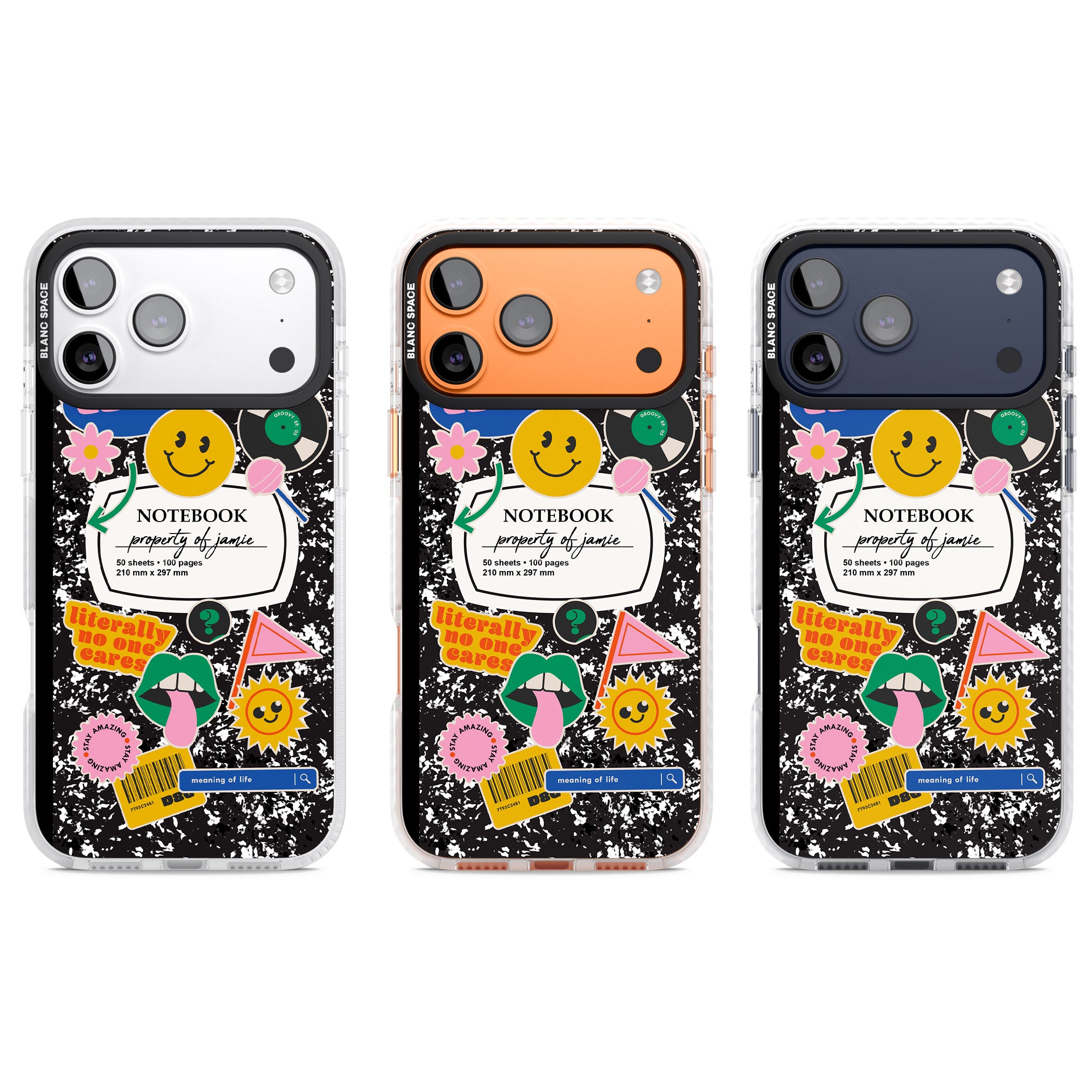 Personalised Quirky Notebook iPhone 17 Pro Impact Pro Clear Phone Case APT Impact Protection