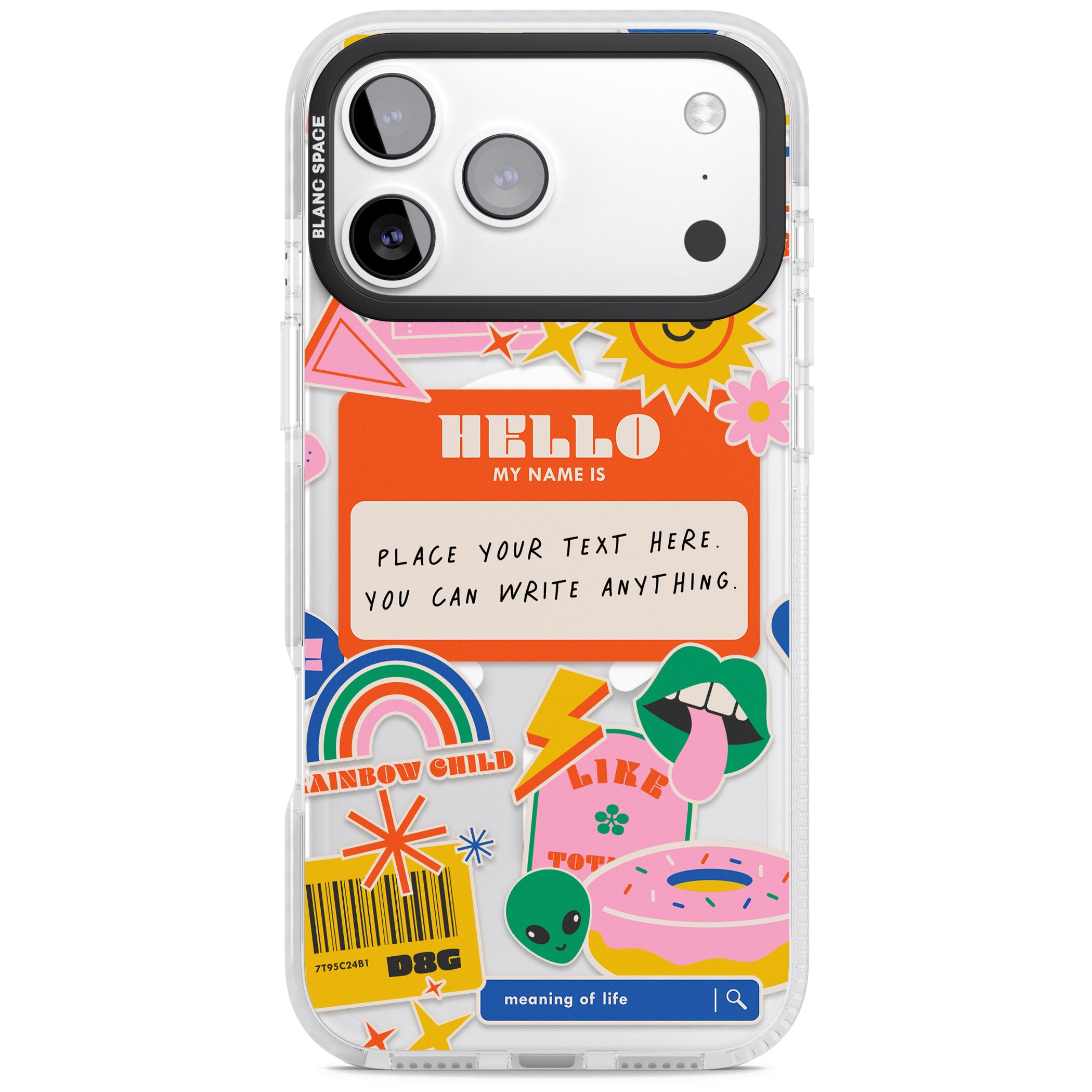 Personalised Retro Vibes Sticker iPhone 17 Pro Max Impact Pro Clear Phone Case