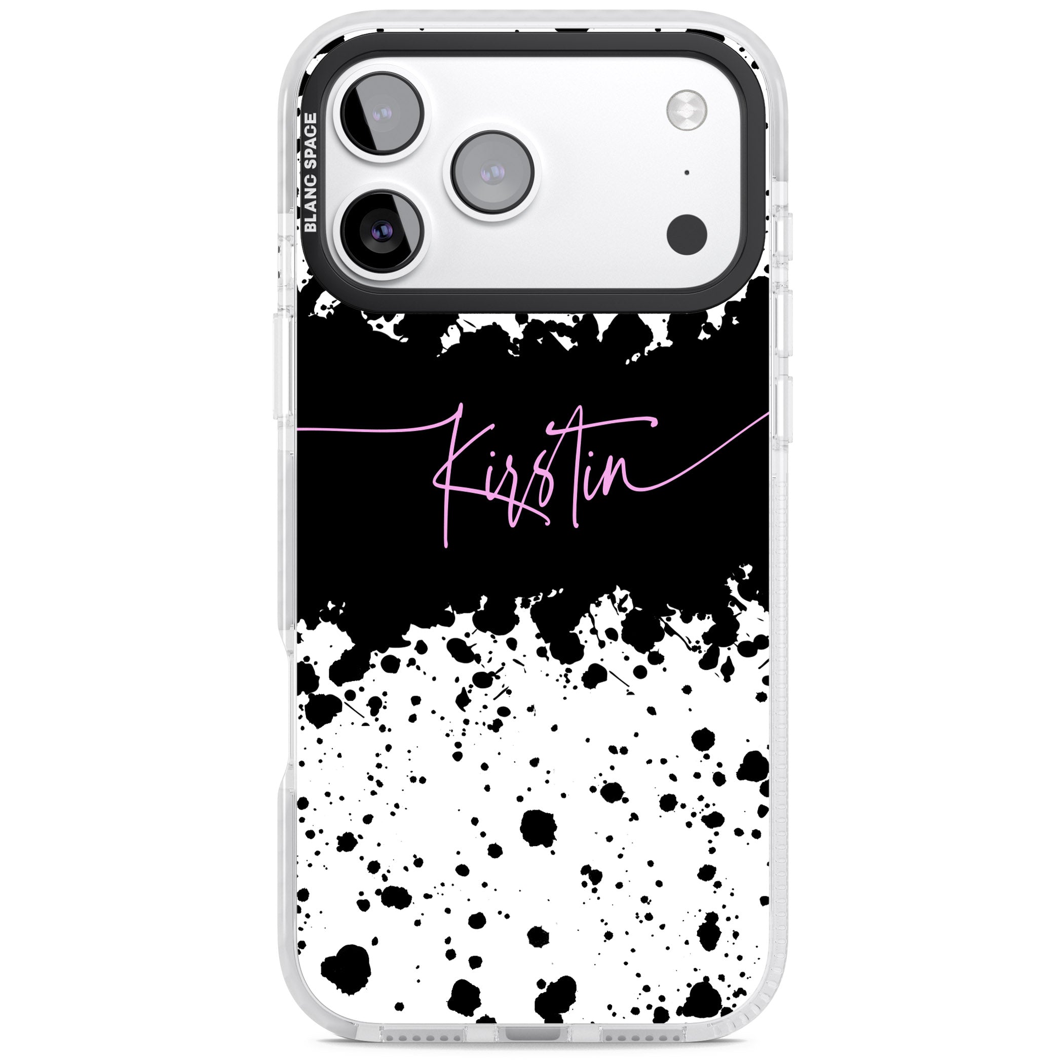 Personalised Bold Paint Splatters iPhone 17 Pro Max Impact Pro Clear Phone Case