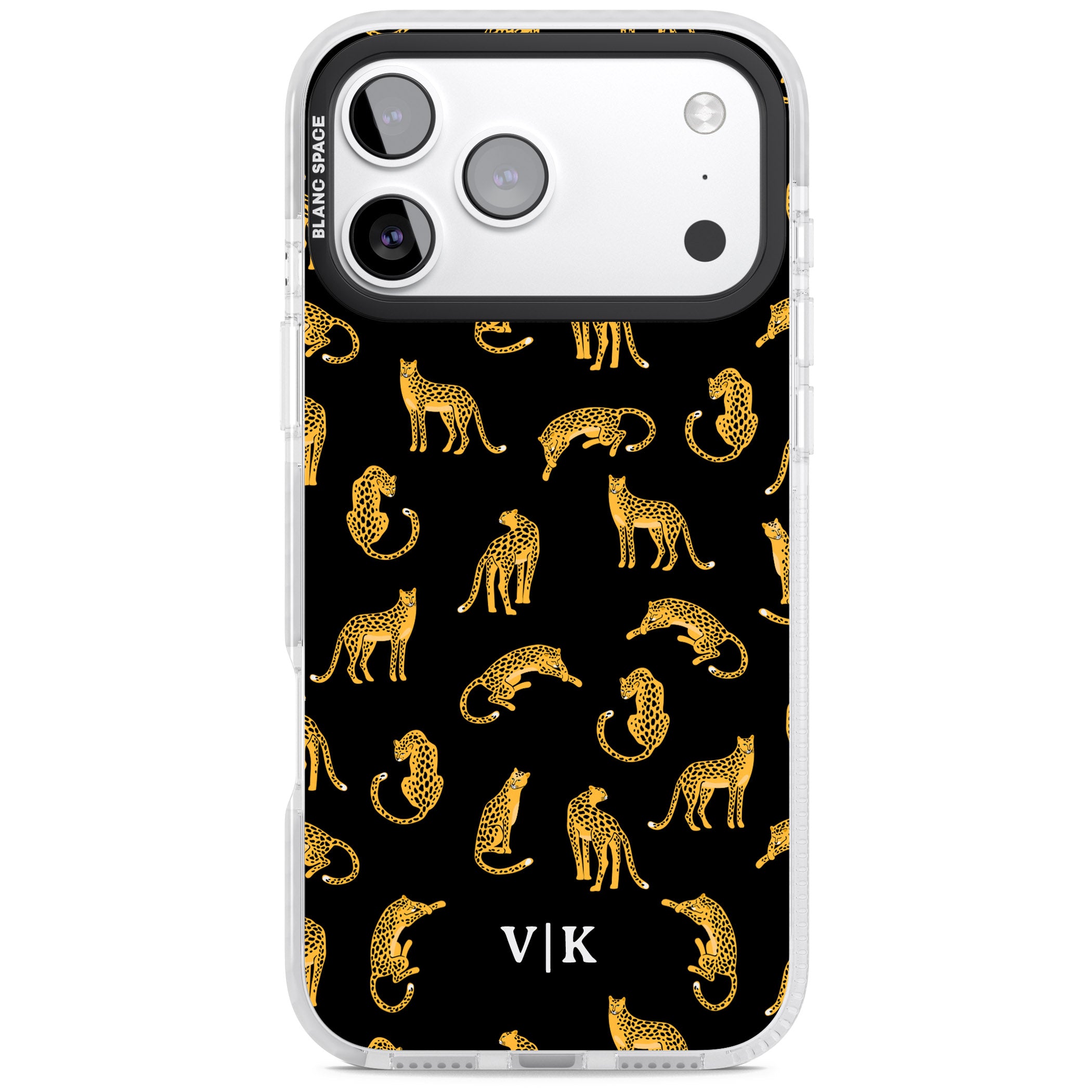 Personalised Gold Cheetah Pattern iPhone 17 Pro Max Impact Pro Clear Phone Case