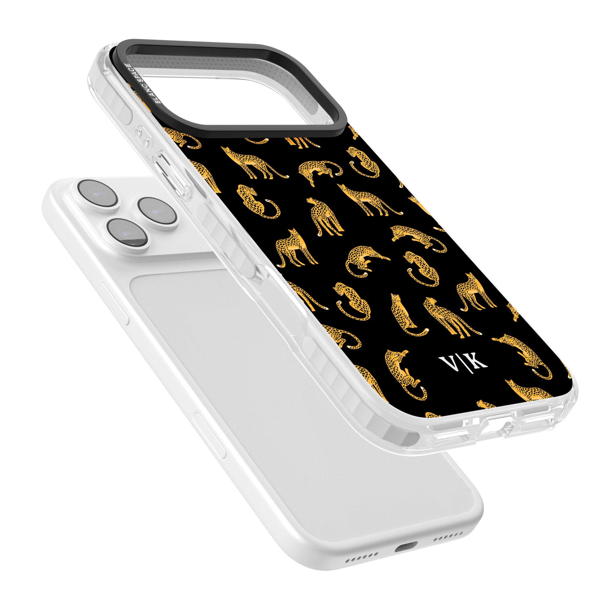 Personalised Gold Cheetah Pattern iPhone 17 Pro Max Impact Pro Clear Phone Case Colours