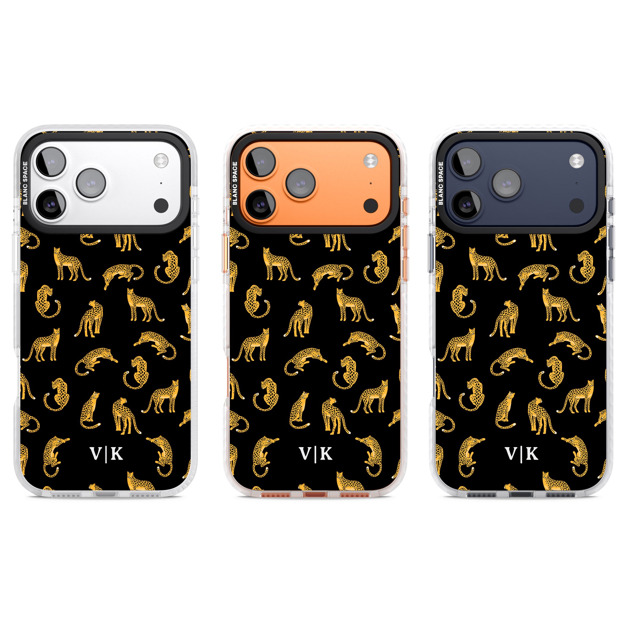 Personalised Gold Cheetah Pattern iPhone 17 Pro Impact Pro Clear Phone Case APT Impact Protection