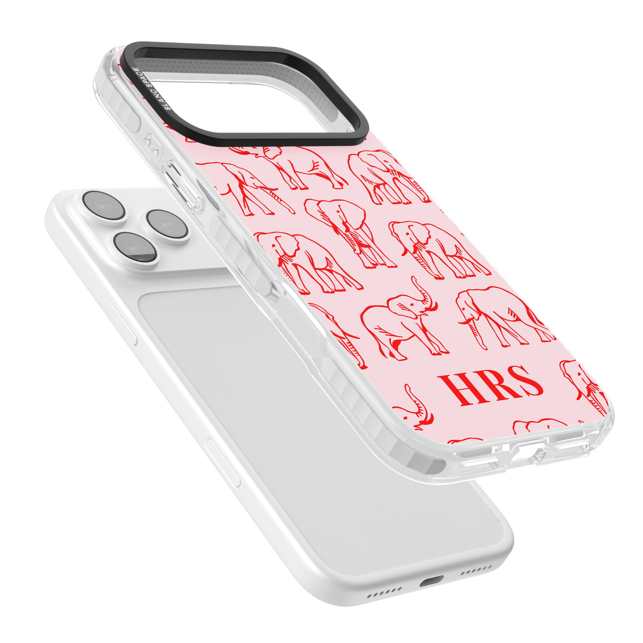 Personalised Red Elephant Outline iPhone 17 Pro Max Impact Pro Clear Phone Case Colours