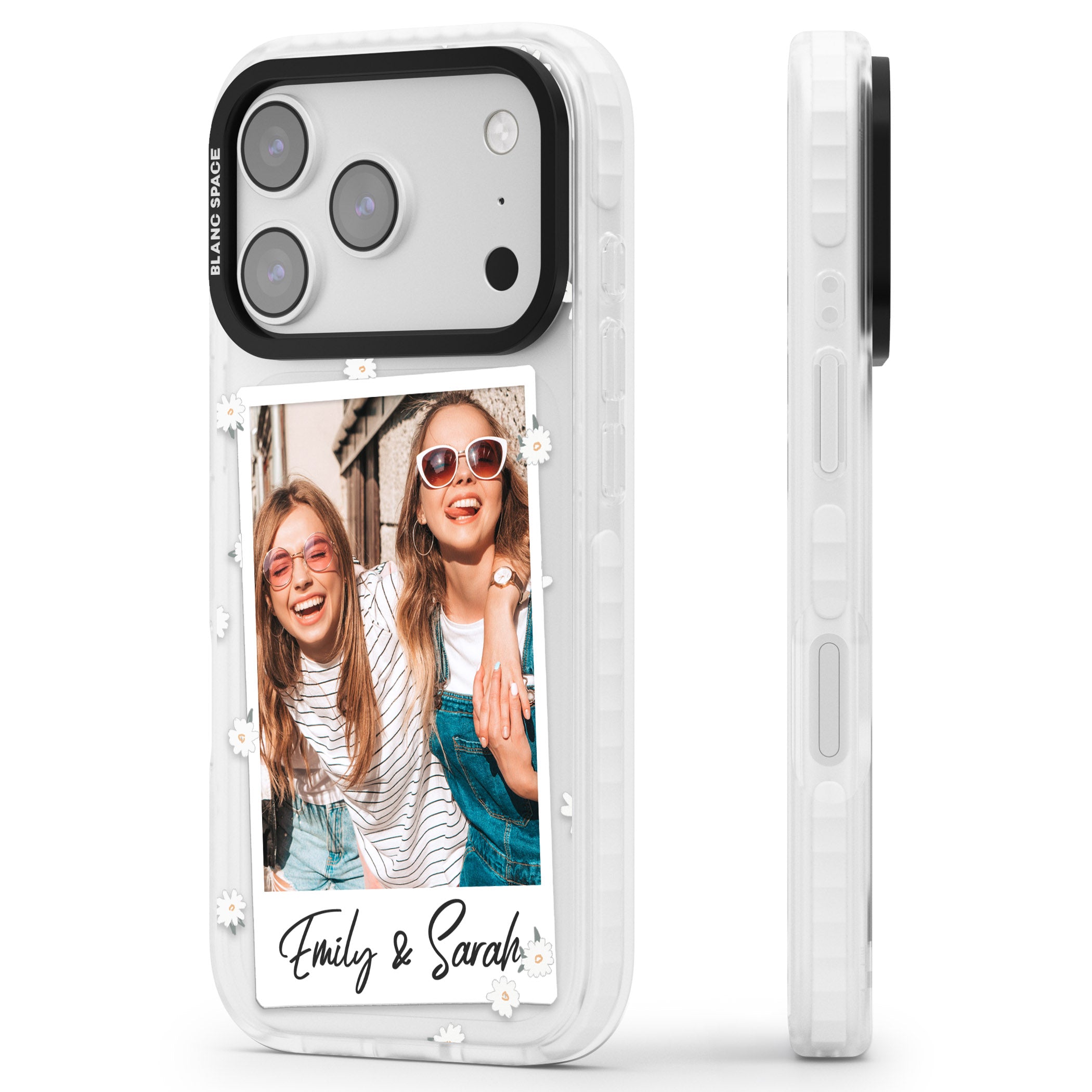 Personalised Daisy Instant Photo iPhone 17 Pro Max Impact Pro Clear Phone Case Side Profile