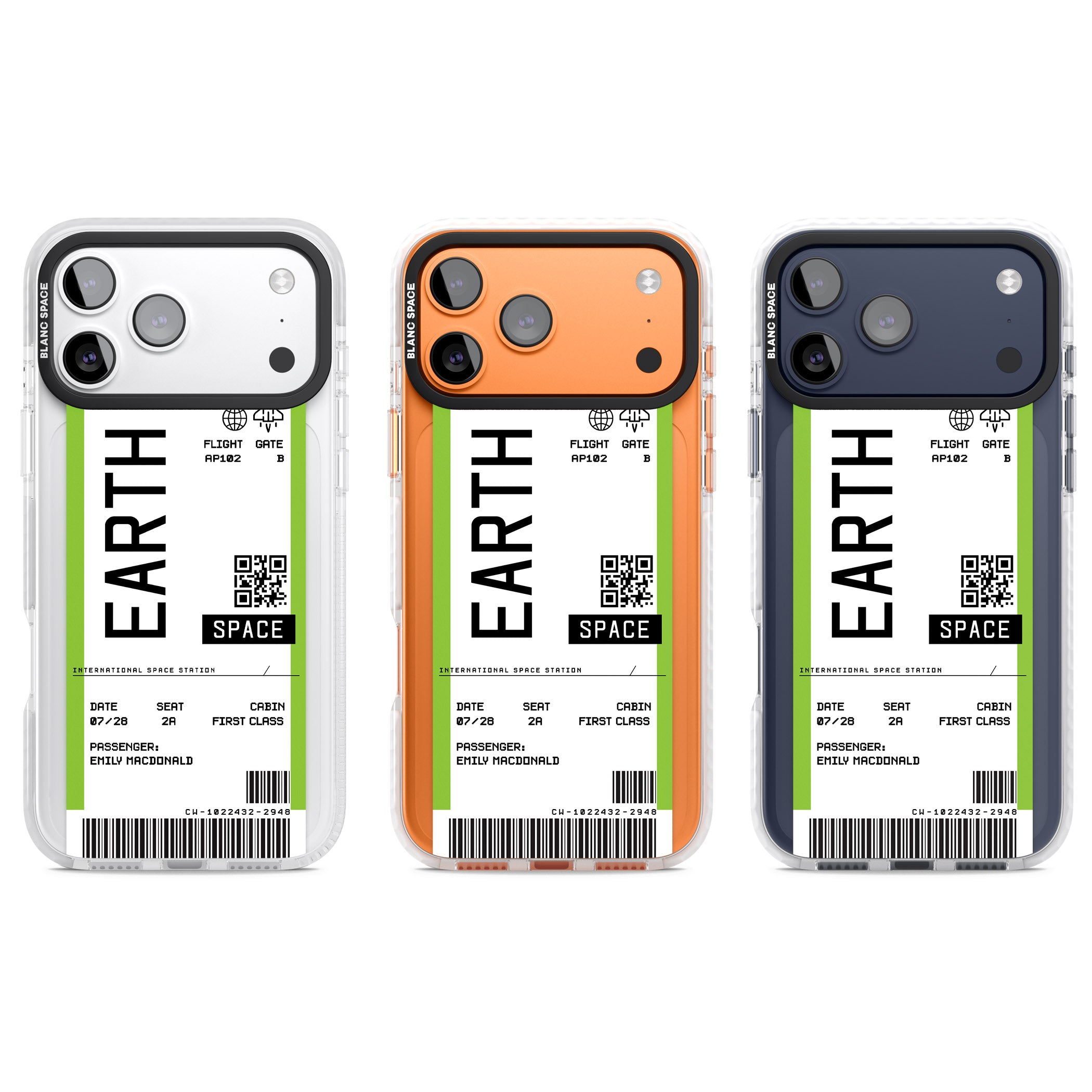 Personalised Earth Travel Ticket iPhone 17 Pro Impact Pro Clear Phone Case APT Impact Protection