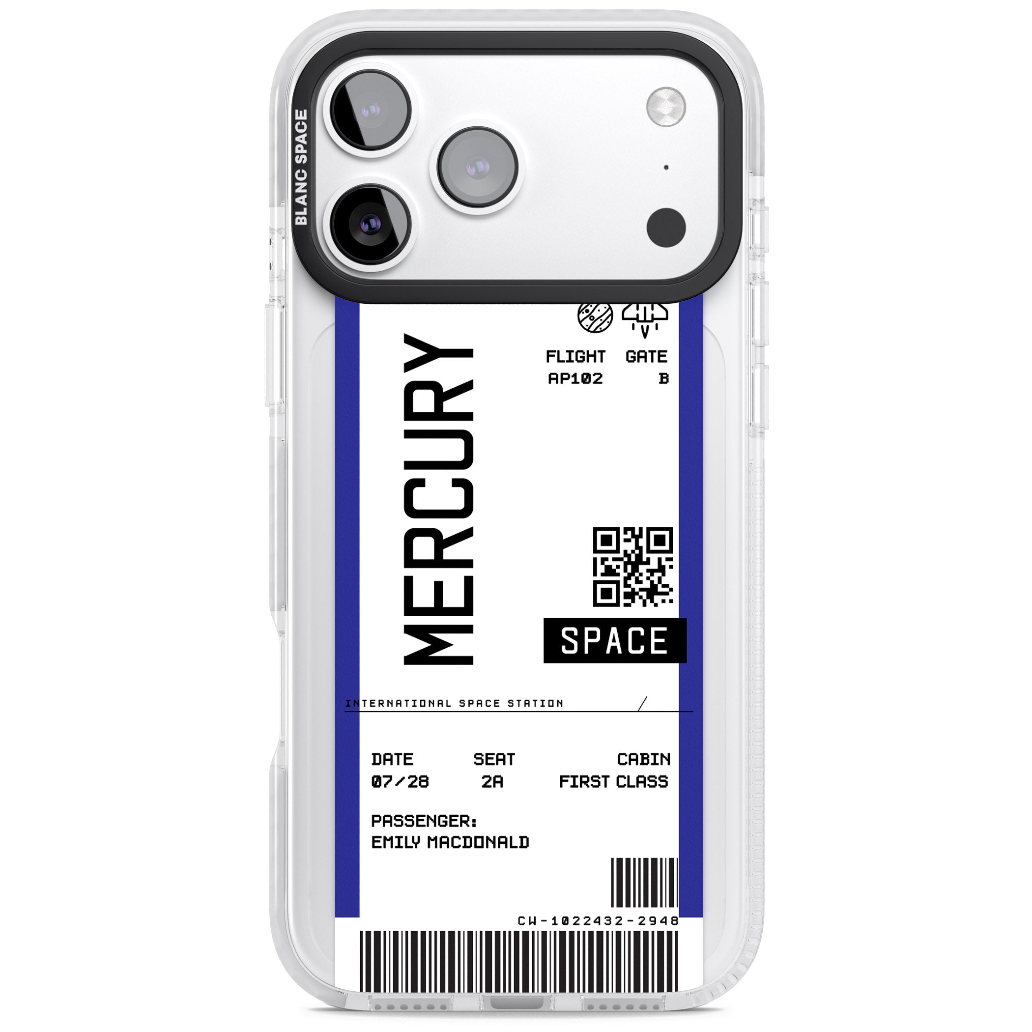 Personalised Mercury Travel Ticket iPhone 17 Pro Max Impact Pro Clear Phone Case