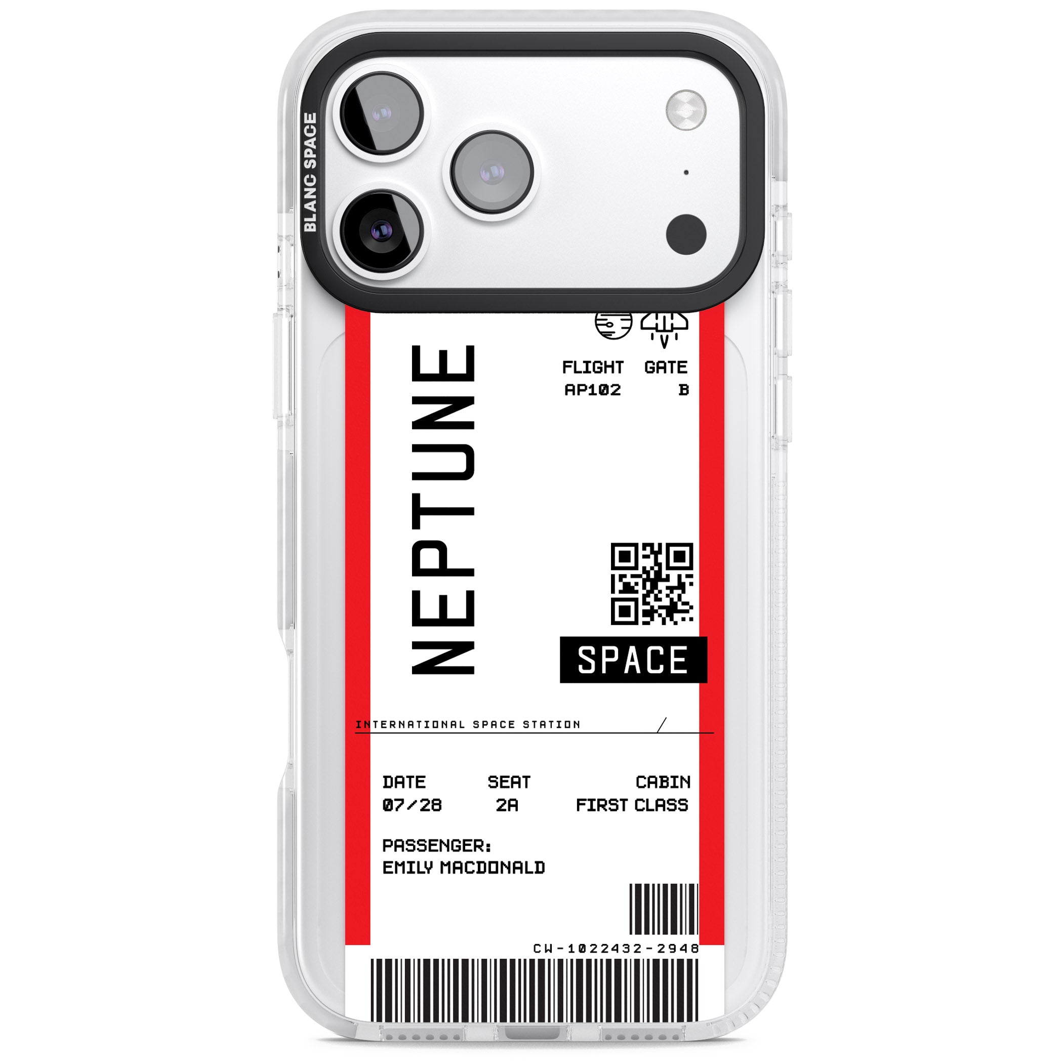 Personalised Neptune Travel Ticket iPhone 17 Pro Max Impact Pro Clear Phone Case