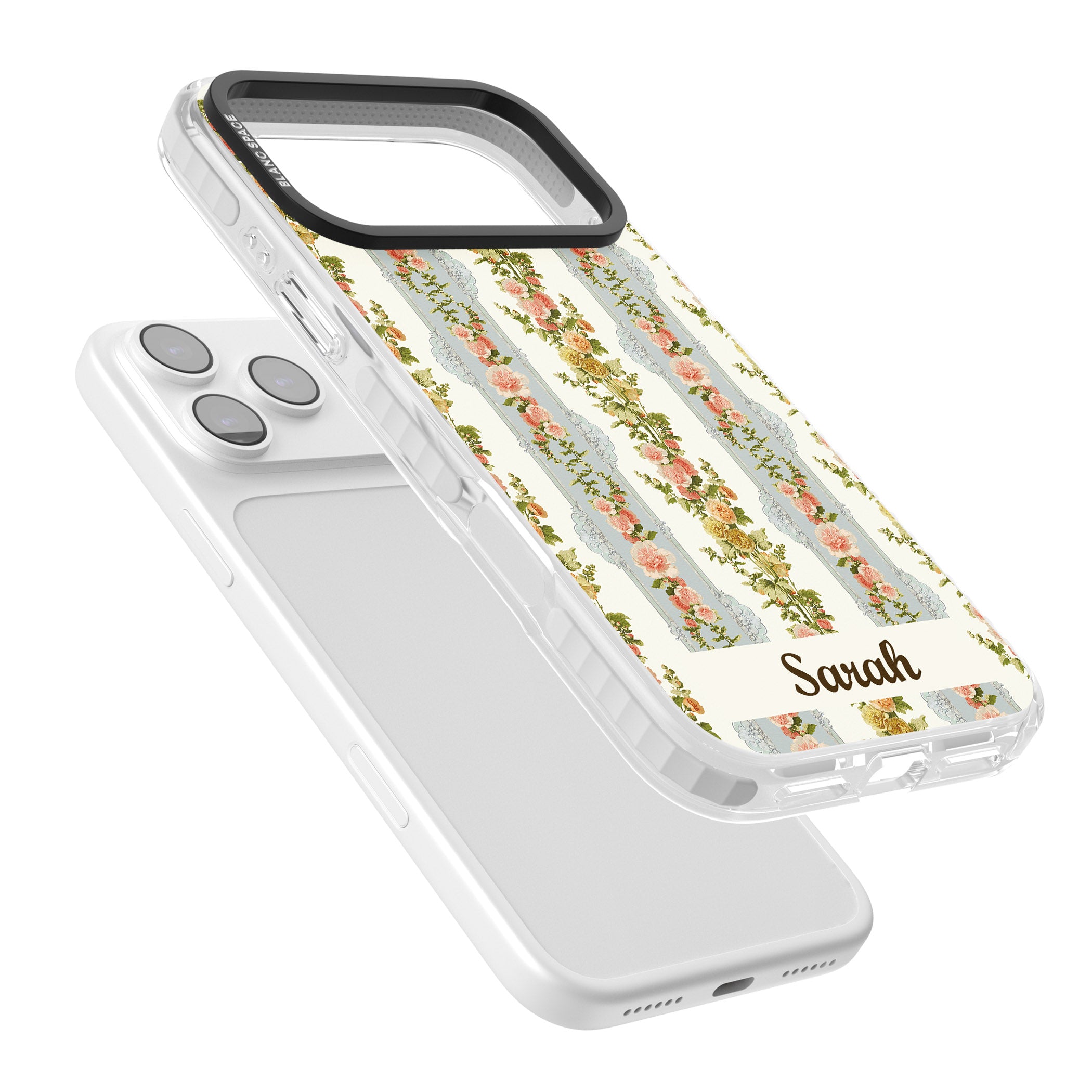 Personalised Vintage Floral Stripes iPhone 17 Pro Max Impact Pro Clear Phone Case Colours