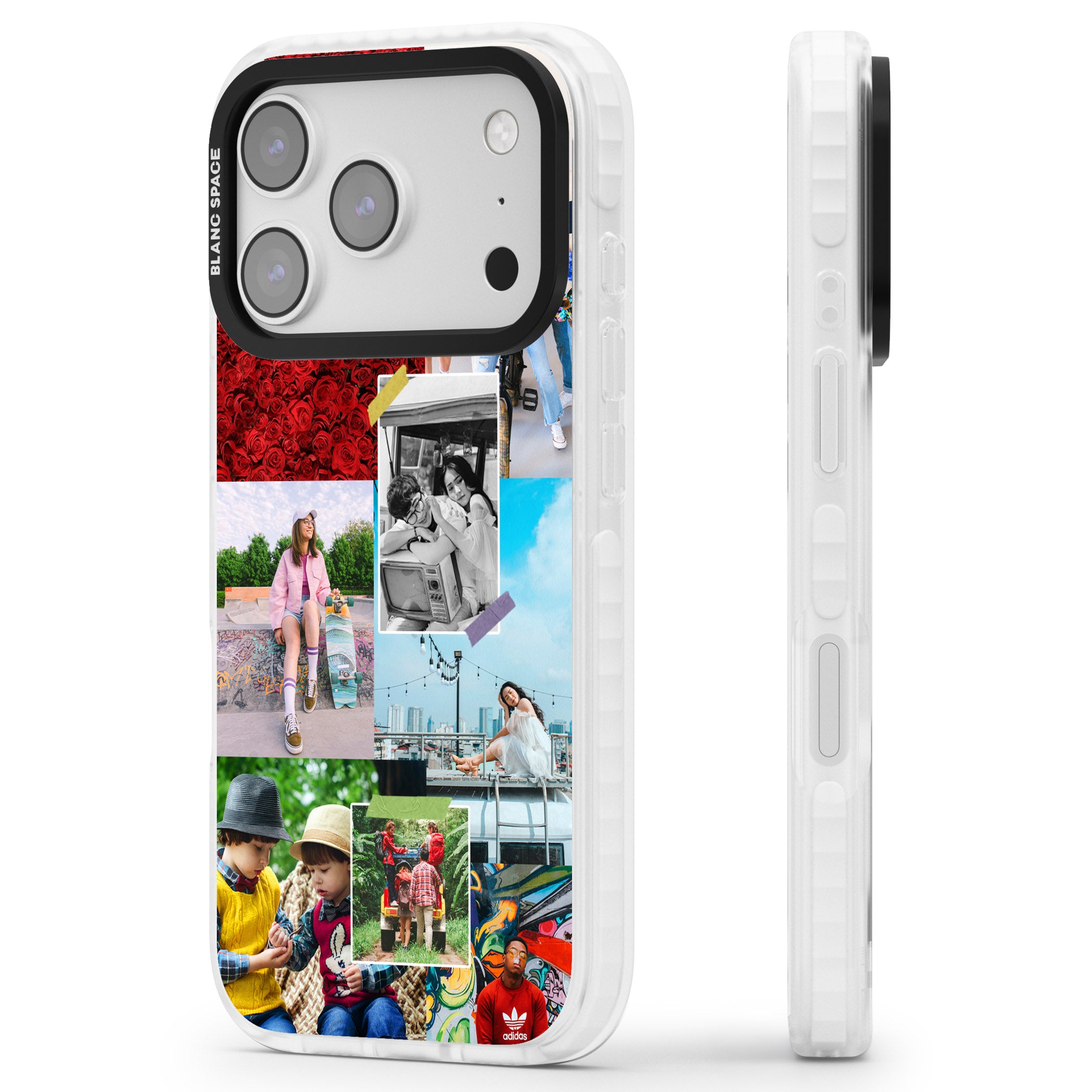 Personalised Photo Collage iPhone 17 Pro Max Impact Pro Clear Phone Case Side Profile