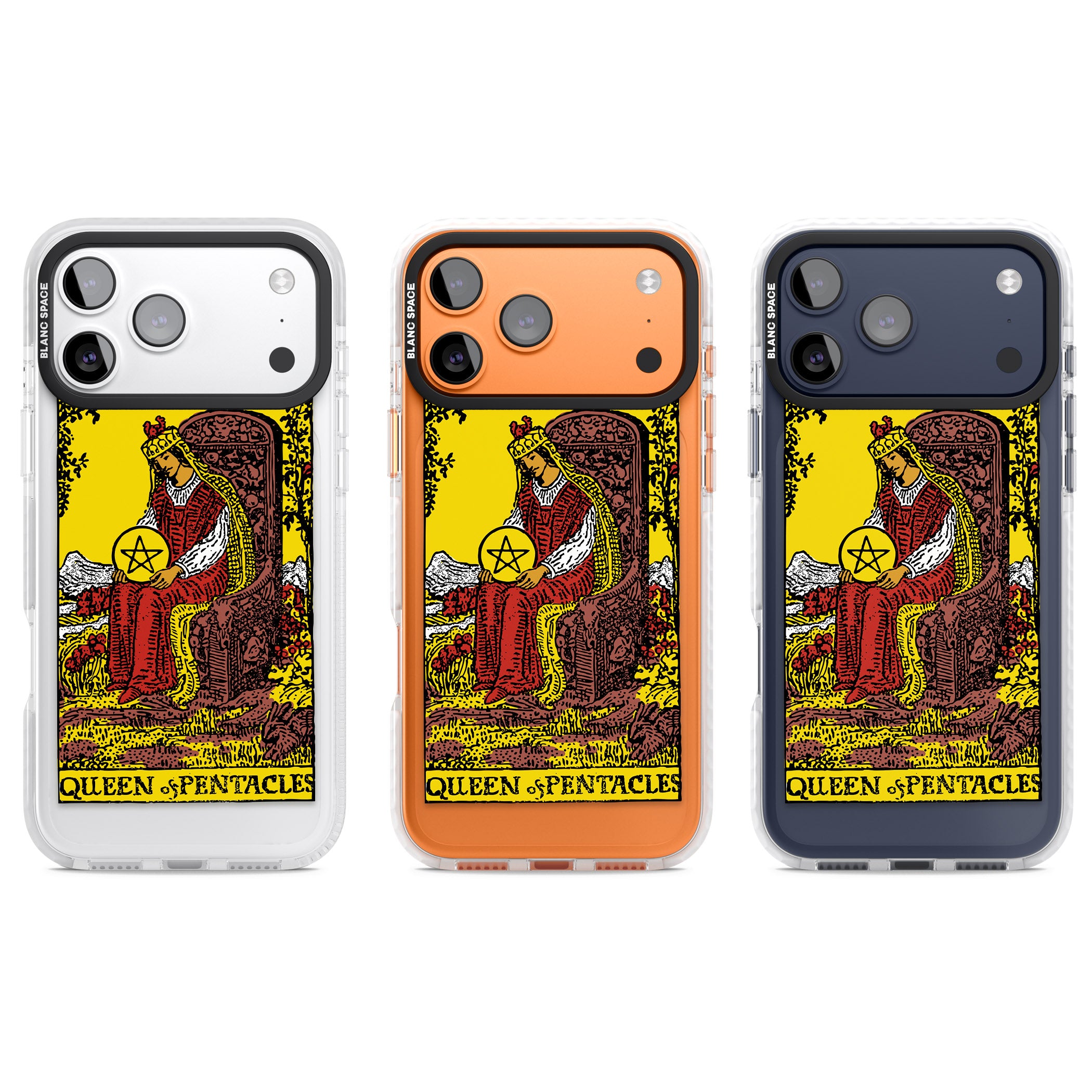 Personalised Queen Of Pentacles Tarot Card (Color) iPhone 17 Pro Impact Pro Clear Phone Case APT Impact Protection