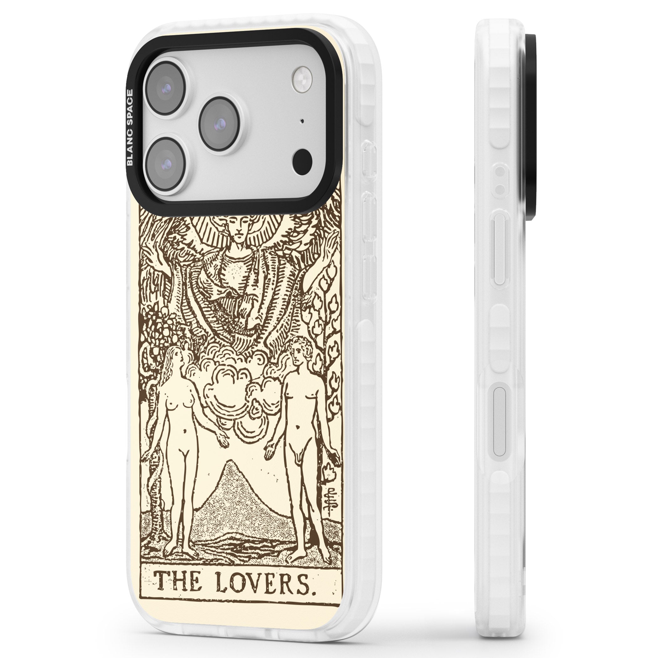 Personalised The Lovers Tarot Card (Cream) iPhone 17 Pro Max Impact Pro Clear Phone Case Side Profile