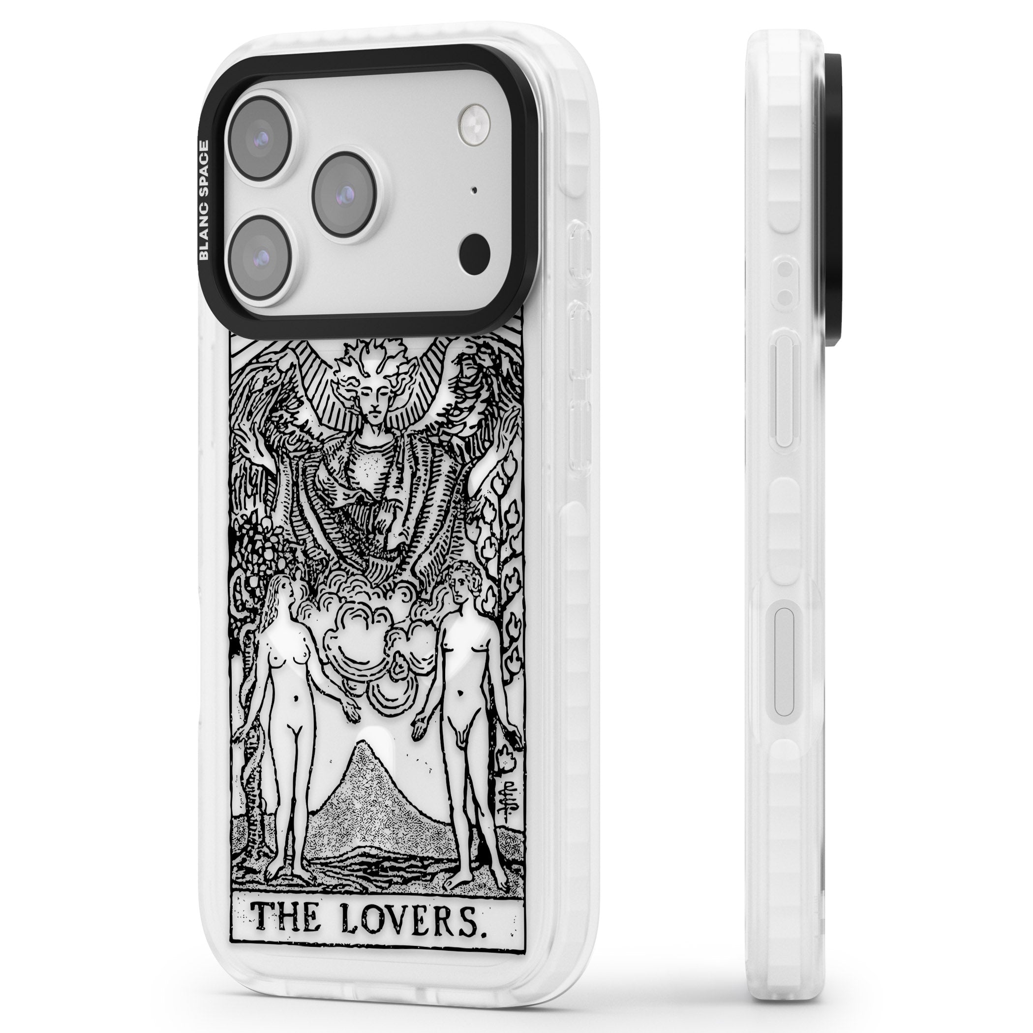 Personalised The Lovers Tarot Card (Clear) iPhone 17 Pro Max Impact Pro Clear Phone Case Side Profile