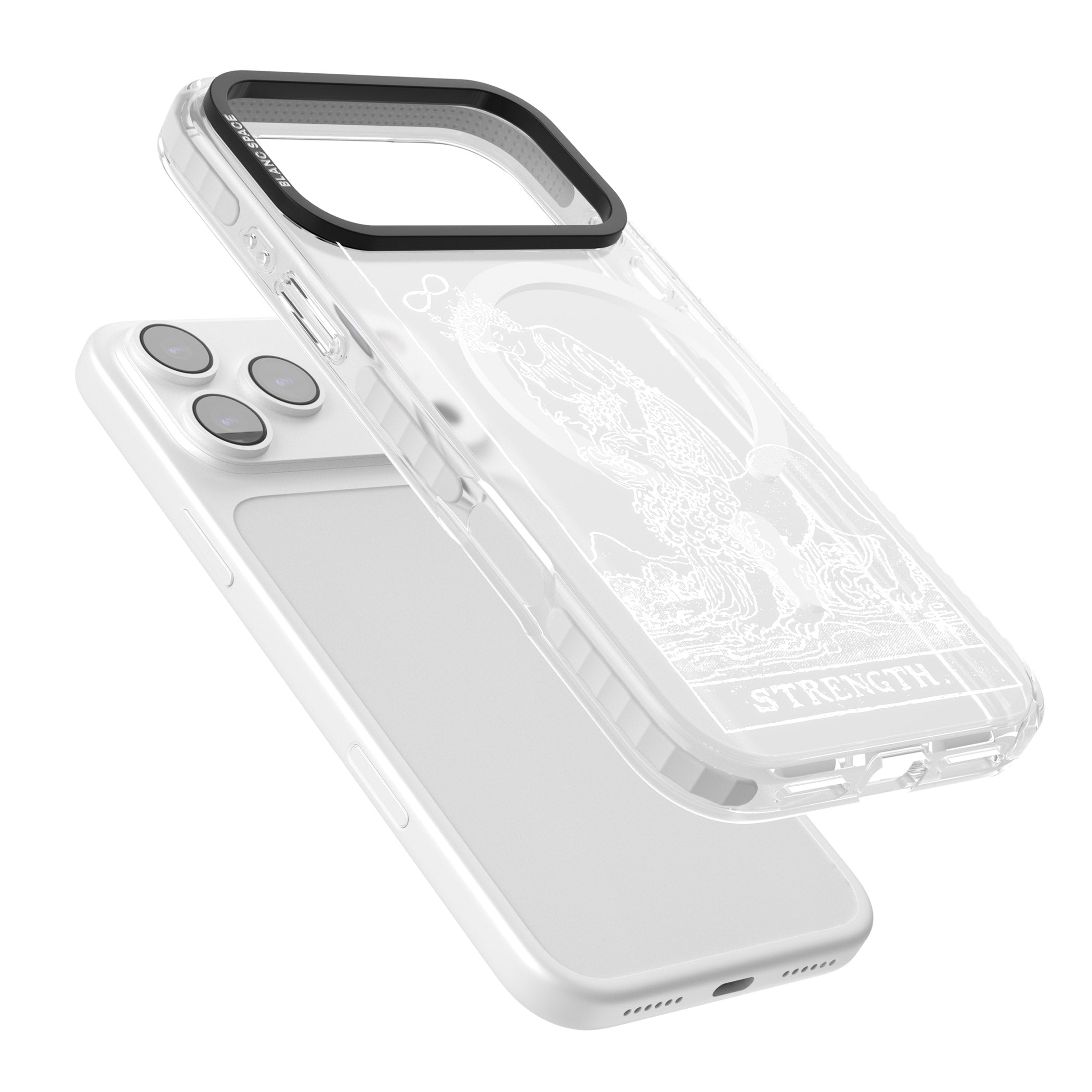 Personalised Strength Tarot Card (White) iPhone 17 Pro Max Impact Pro Clear Phone Case Colours