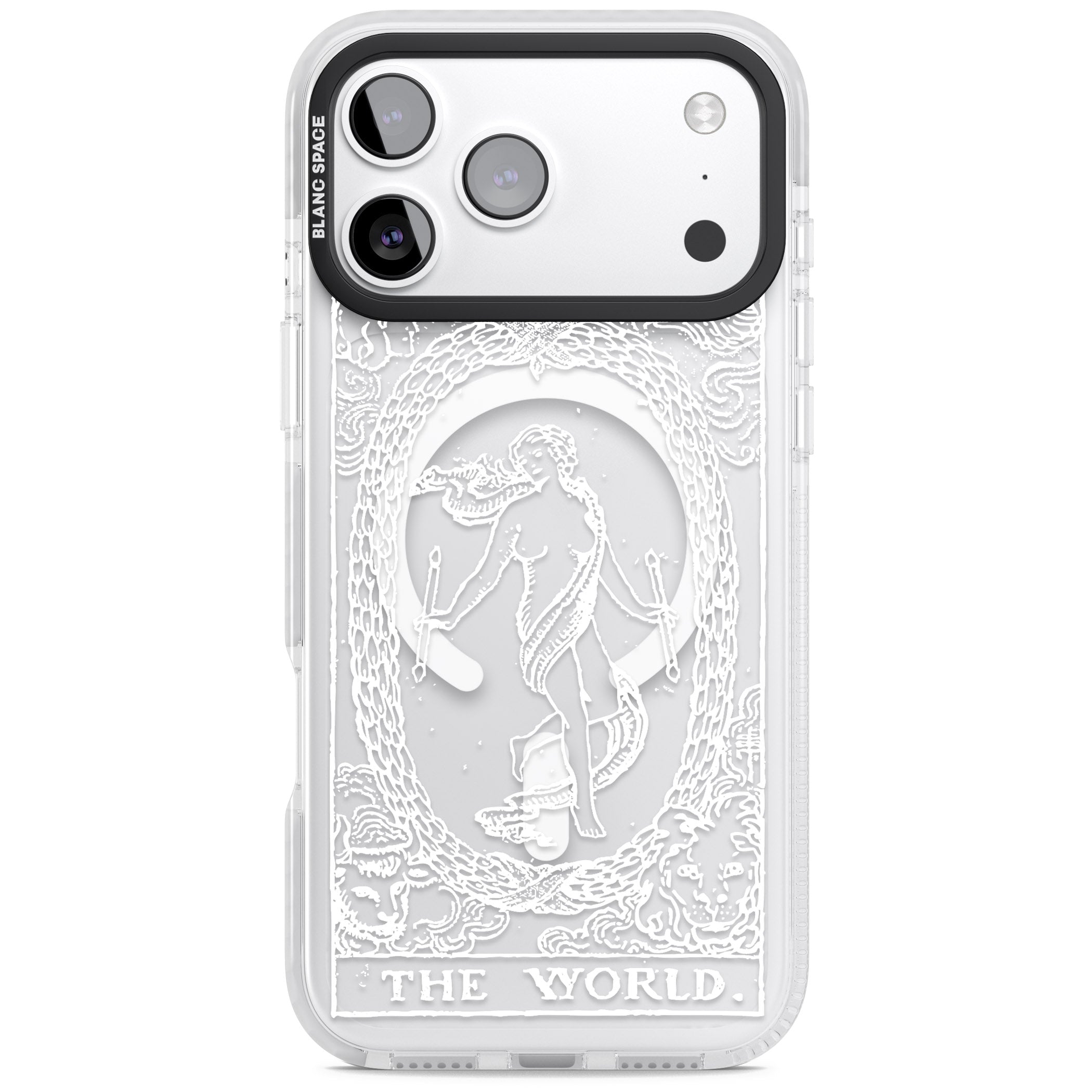 Personalised The World Tarot Card (White) iPhone 17 Pro Max Impact Pro Clear Phone Case