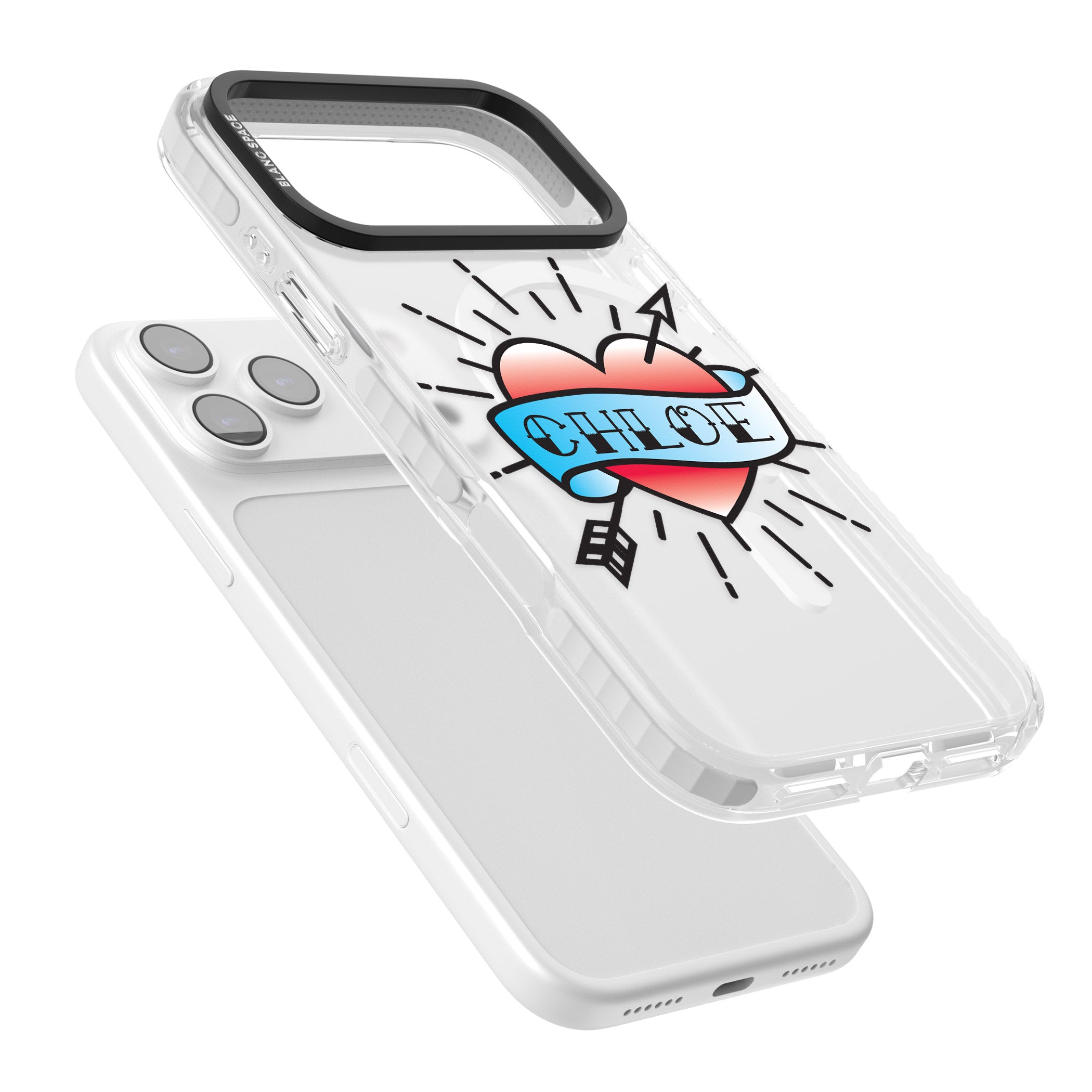 Personalised Heart Tattoo iPhone 17 Pro Max Impact Pro Clear Phone Case Colours