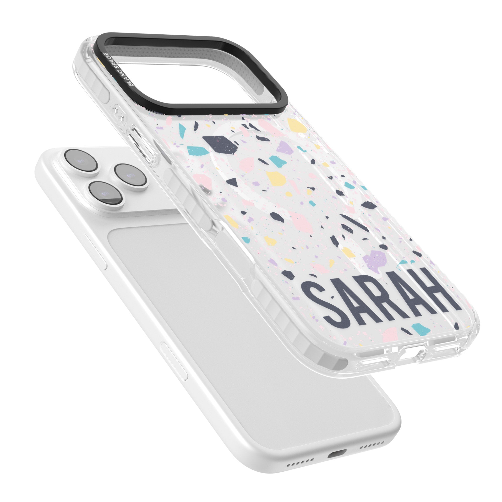 Personalised Pastel Terrazzo iPhone 17 Pro Max Impact Pro Clear Phone Case Colours