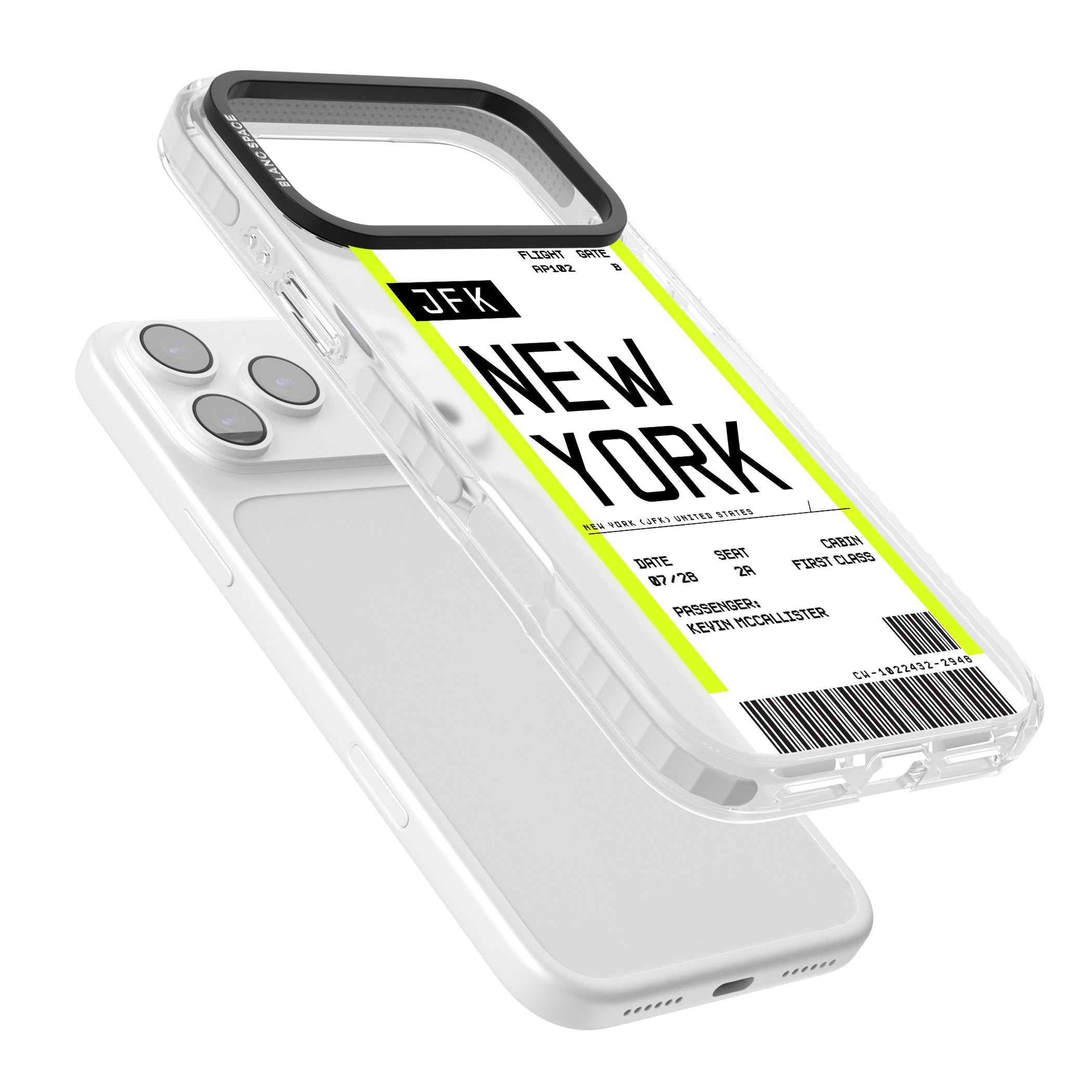 Personalised New York Boarding Pass iPhone 17 Pro Max Impact Pro Clear Phone Case Colours