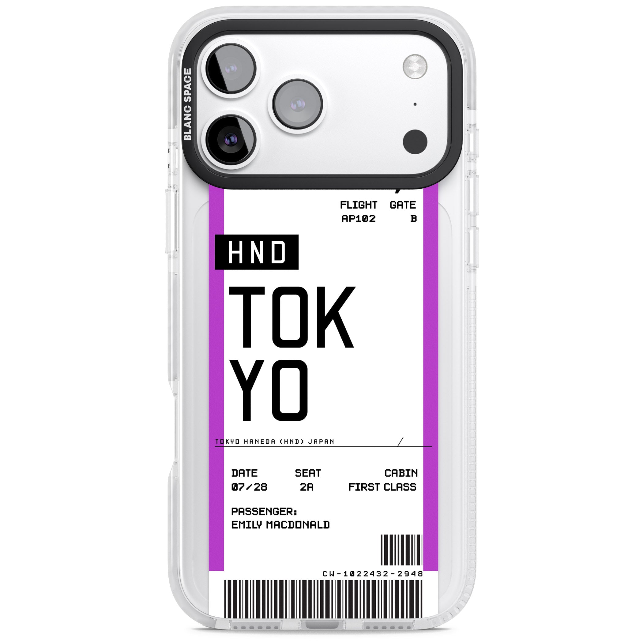 Personalised Tokyo Boarding Pass iPhone 17 Pro Max Impact Pro Clear Phone Case