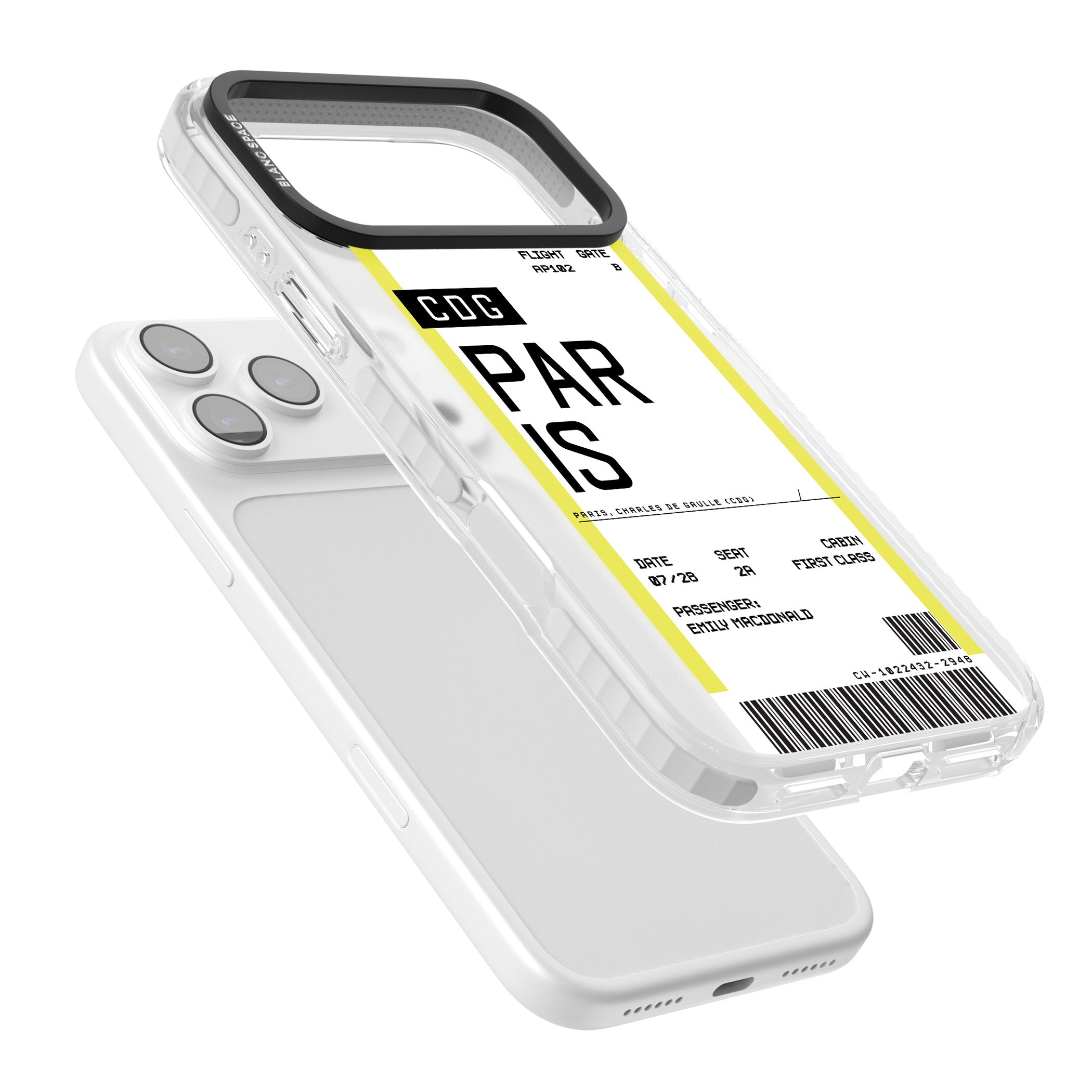 Personalised Paris Boarding Pass iPhone 17 Pro Max Impact Pro Clear Phone Case Colours