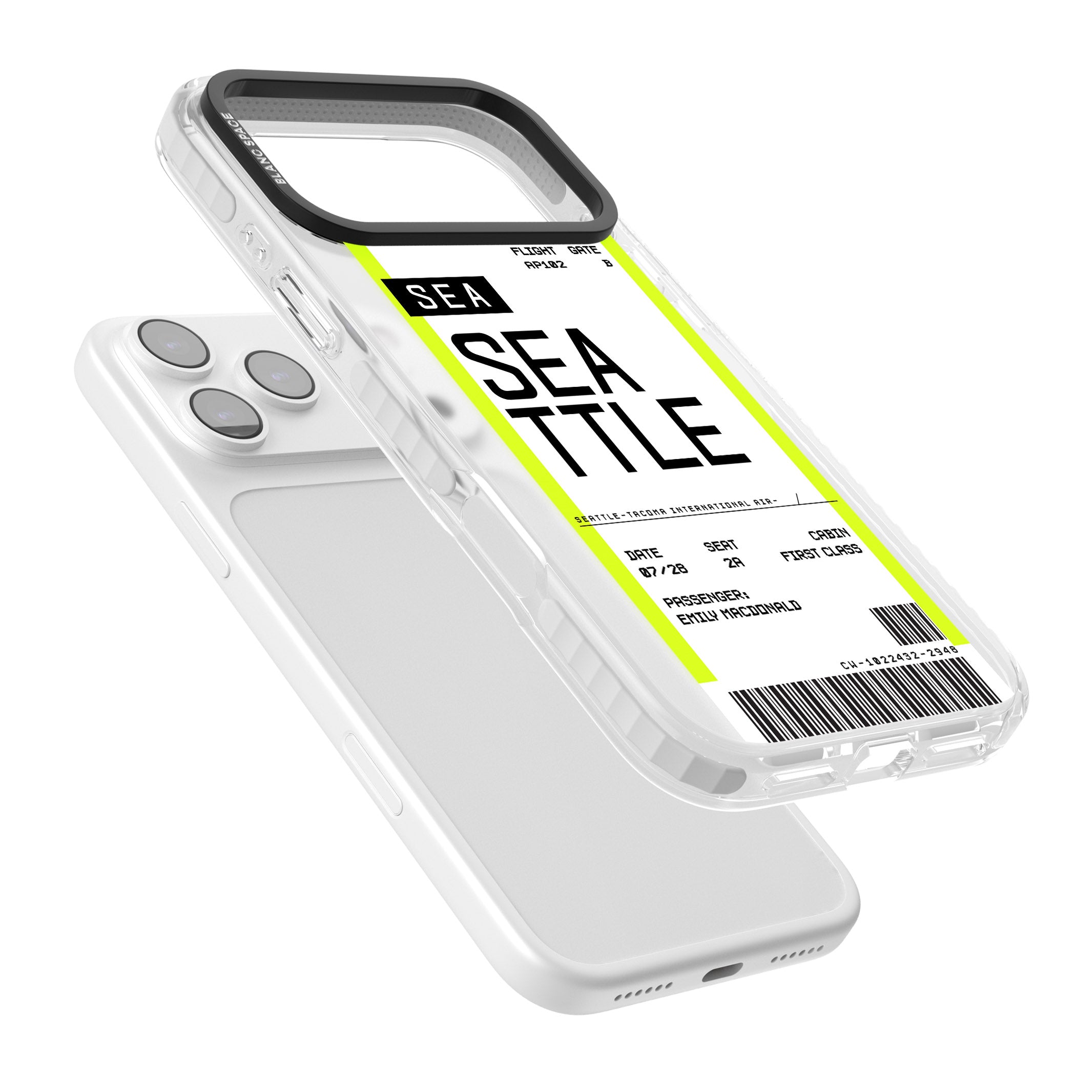 Personalised Seattle Boarding Pass iPhone 17 Pro Max Impact Pro Clear Phone Case Colours