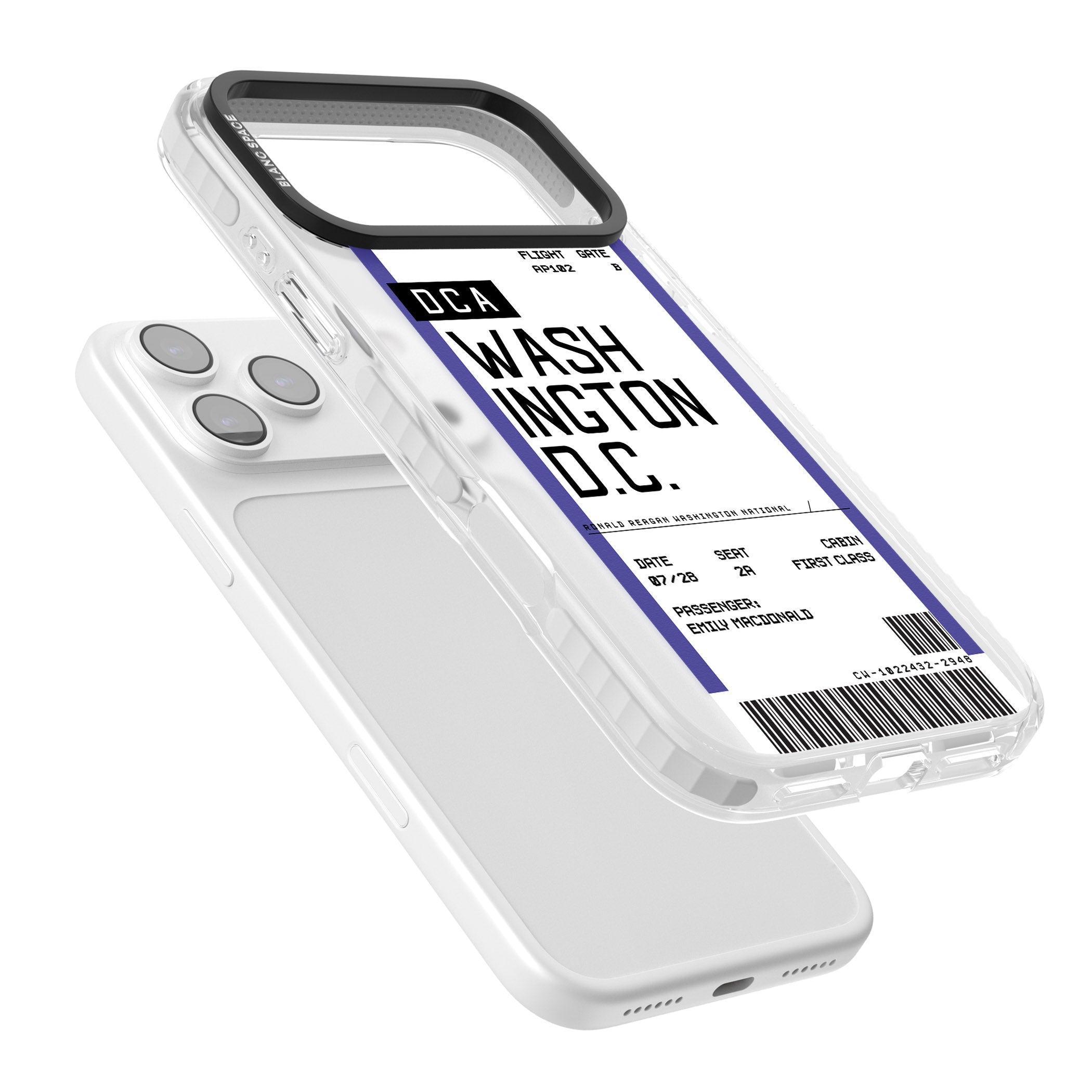 Personalised Washington D.C. Boarding Pass iPhone 17 Pro Max Impact Pro Clear Phone Case Colours