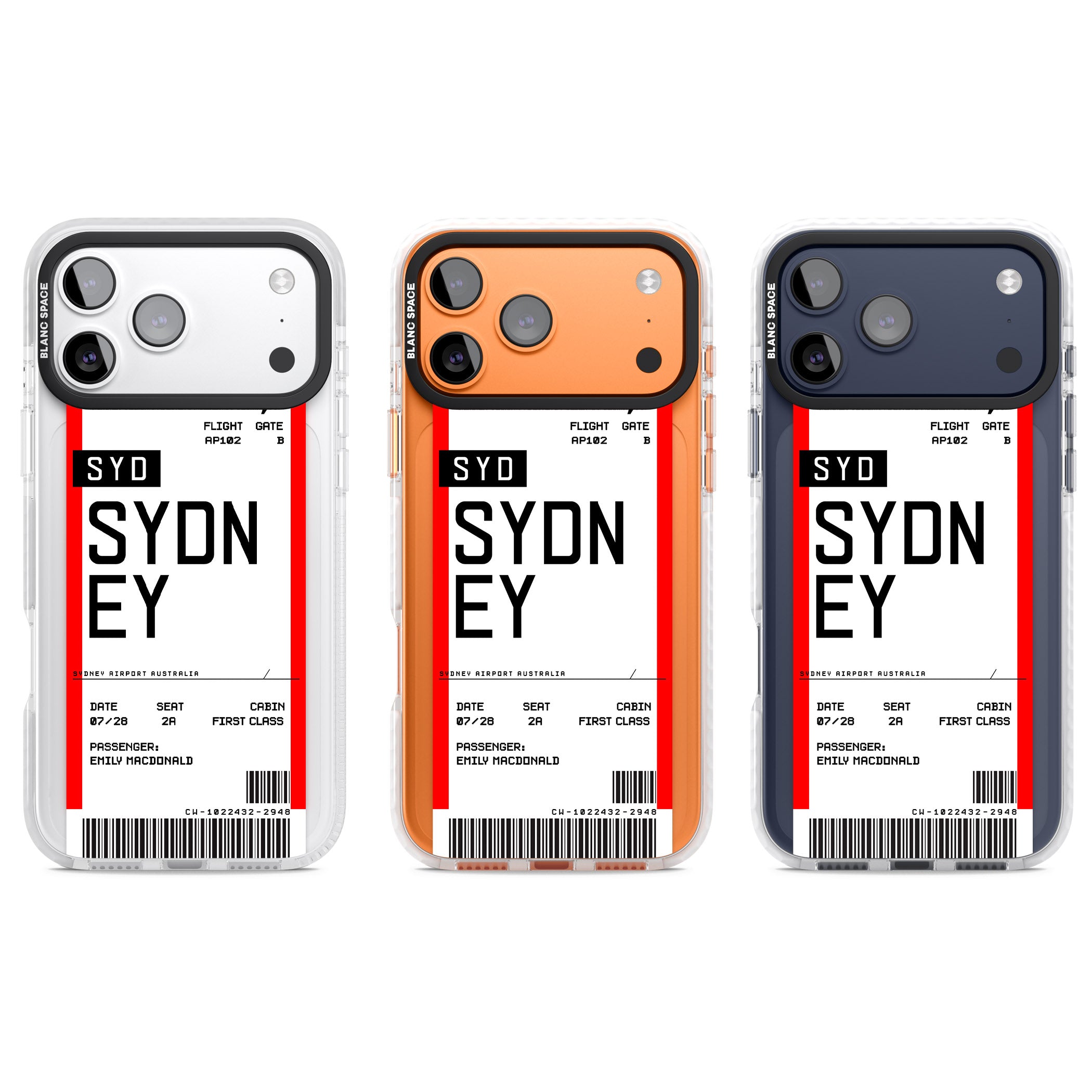 Personalised Sydney Boarding Pass iPhone 17 Pro Impact Pro Clear Phone Case APT Impact Protection