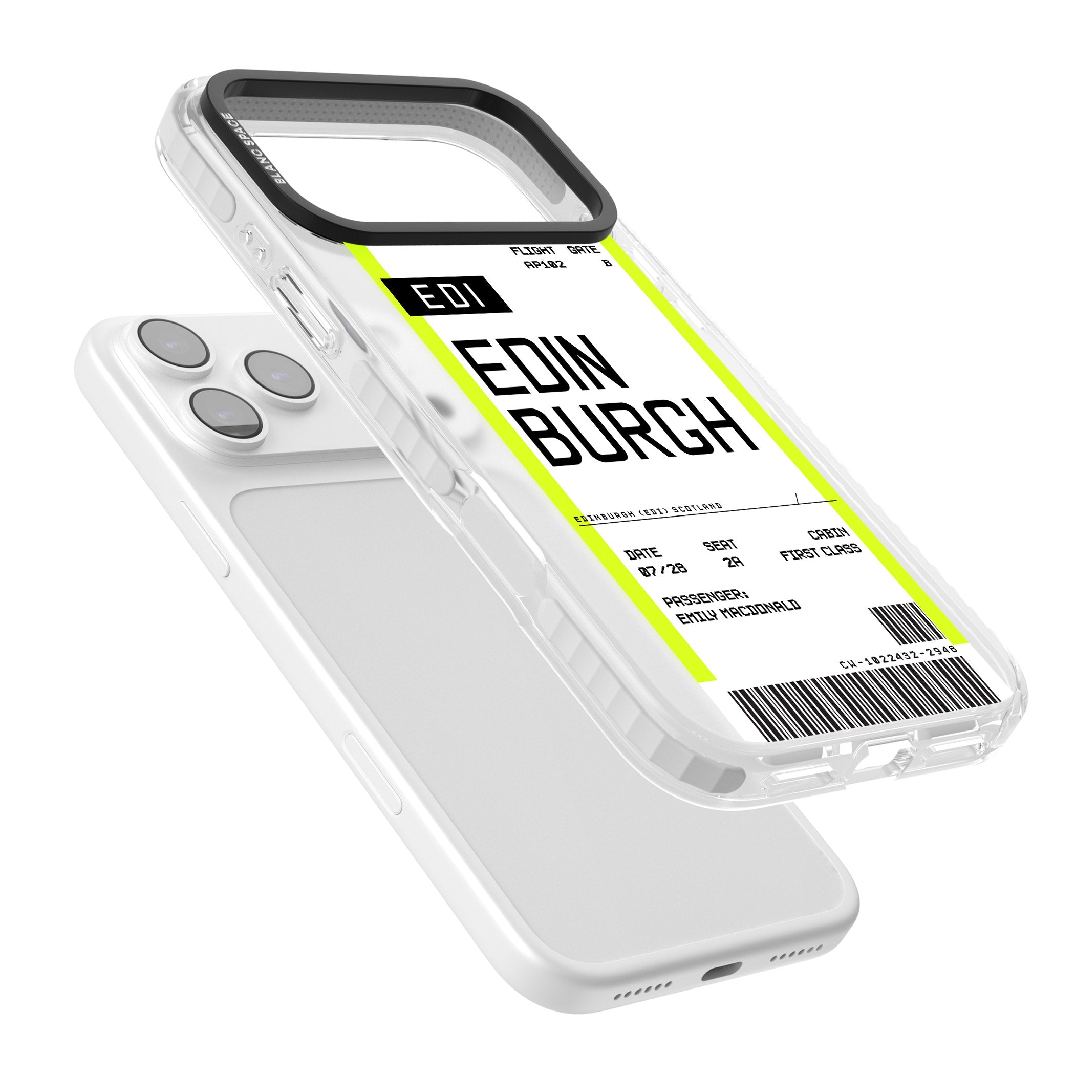 Personalised Edinburgh Boarding Pass iPhone 17 Pro Max Impact Pro Clear Phone Case Colours