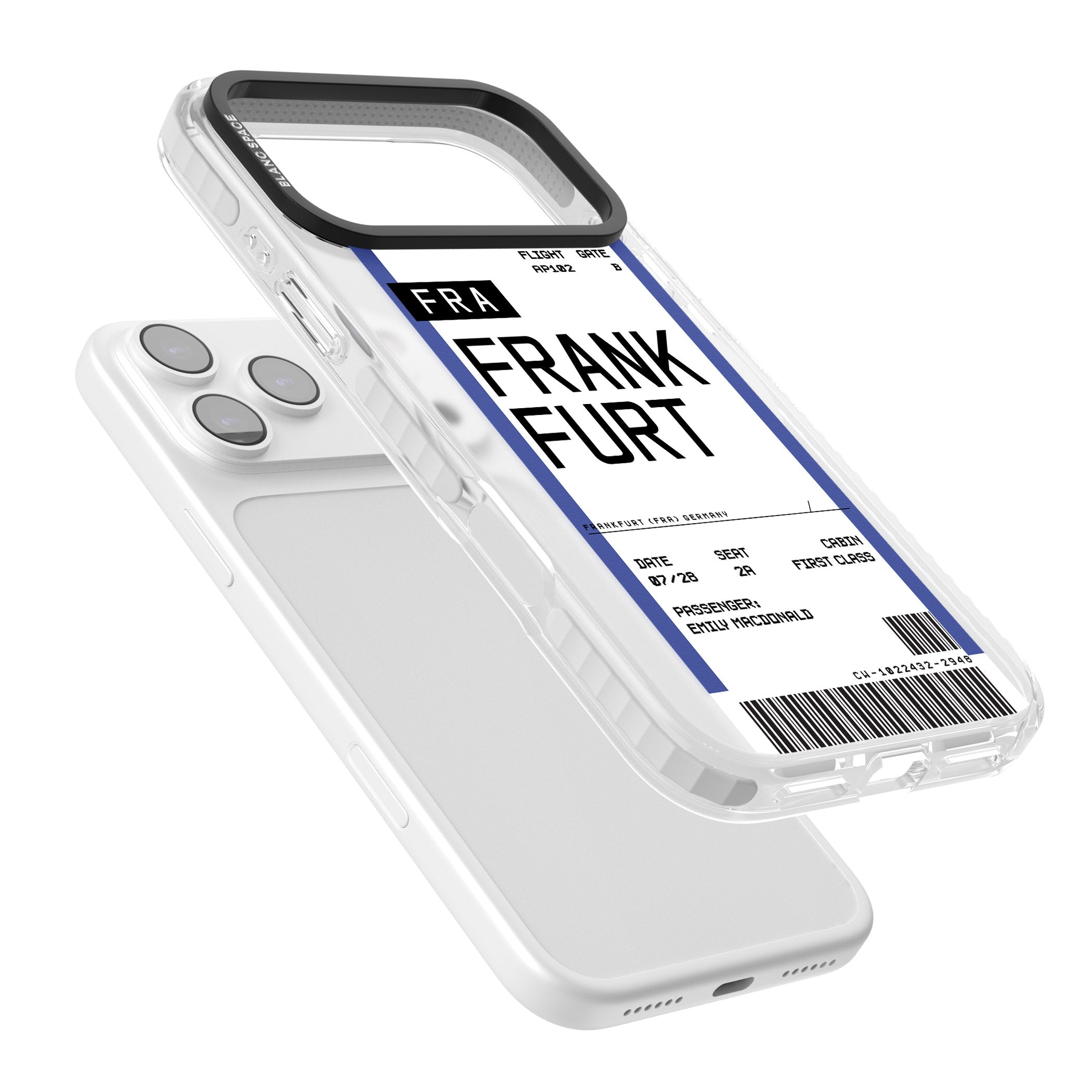 Personalised Frankfurt Boarding Pass iPhone 17 Pro Max Impact Pro Clear Phone Case Colours