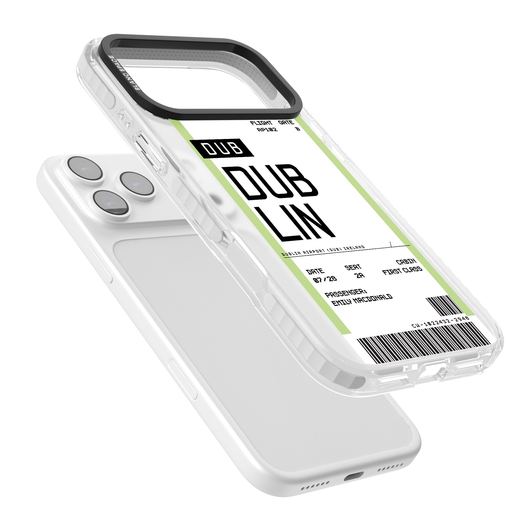 Personalised Dublin Boarding Pass iPhone 17 Pro Max Impact Pro Clear Phone Case Colours