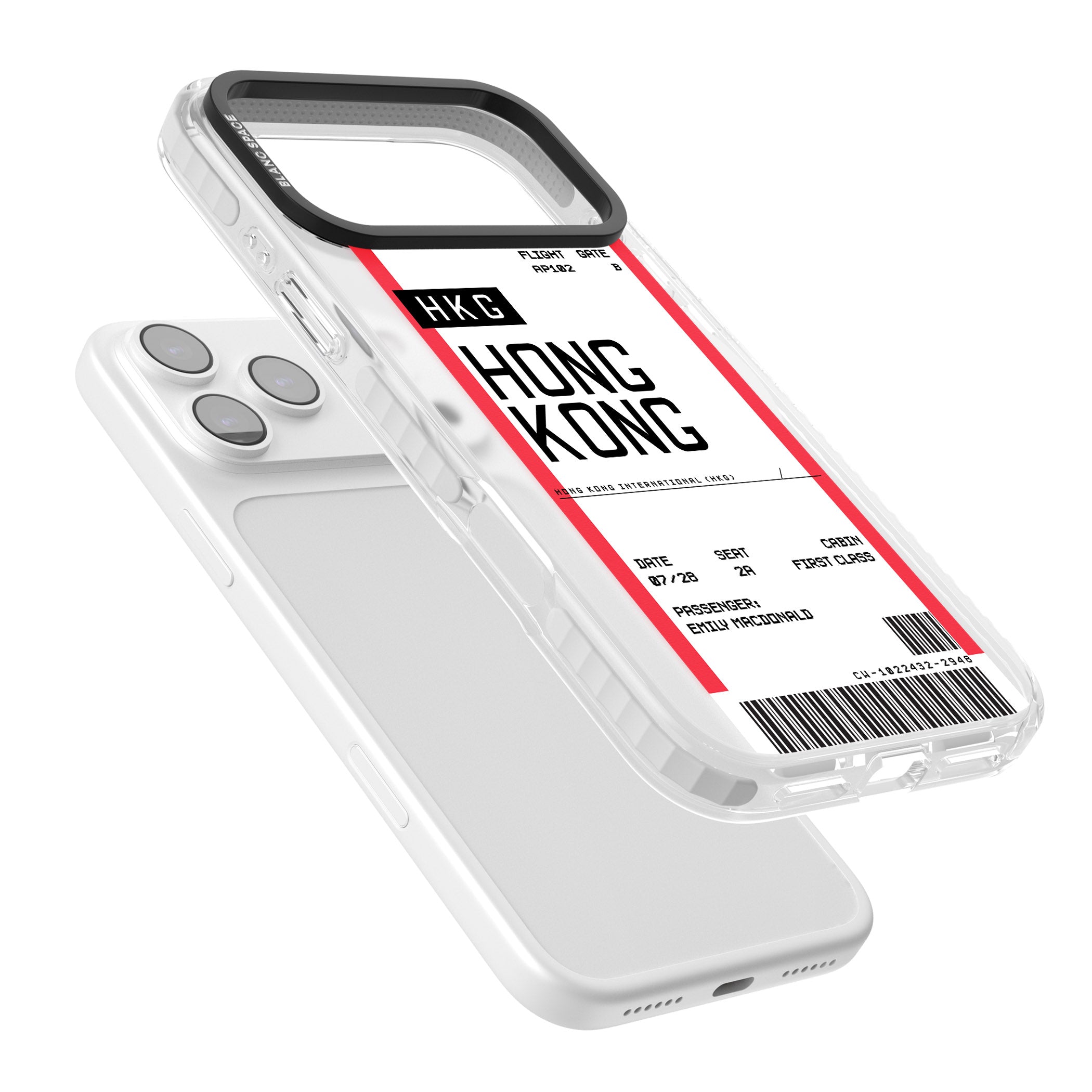 Personalised Hong Kong Boarding Pass iPhone 17 Pro Max Impact Pro Clear Phone Case Colours