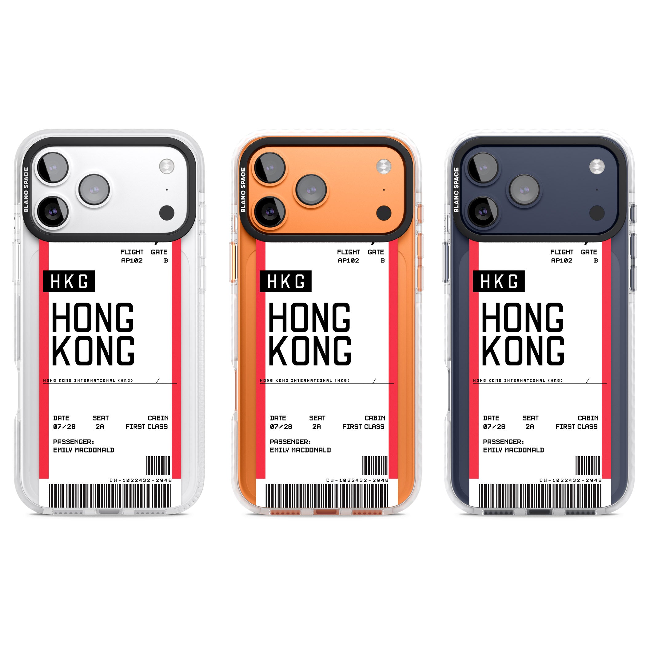 Personalised Hong Kong Boarding Pass iPhone 17 Pro Impact Pro Clear Phone Case APT Impact Protection