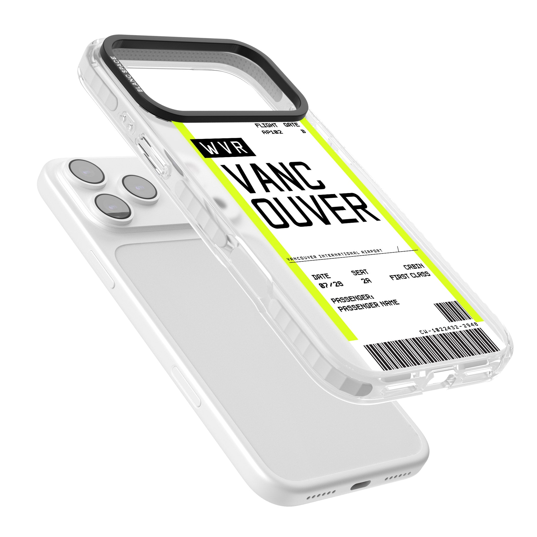 Personalised Vancouver Boarding Pass iPhone 17 Pro Max Impact Pro Clear Phone Case Colours