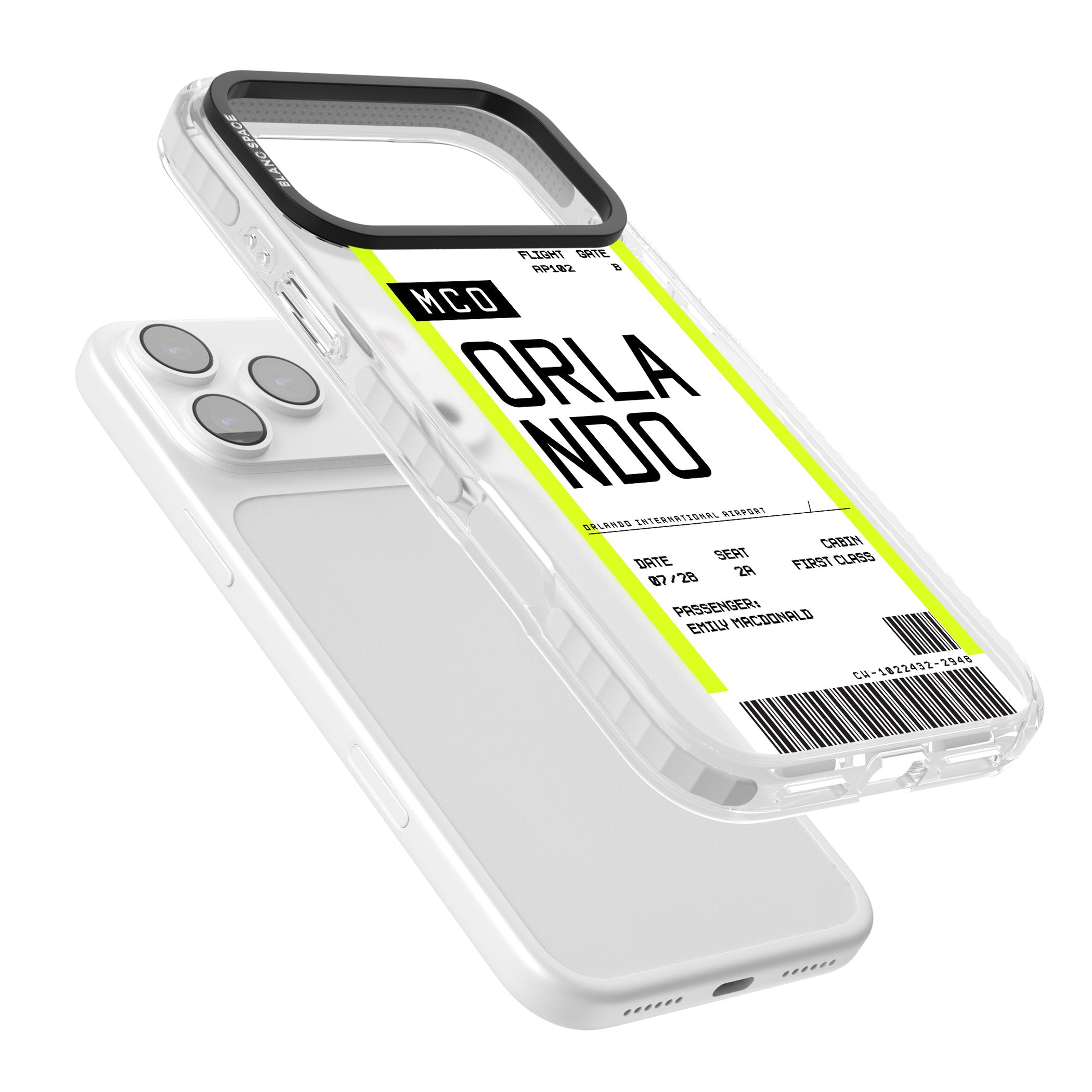 Personalised Orlando Boarding Pass iPhone 17 Pro Max Impact Pro Clear Phone Case Colours