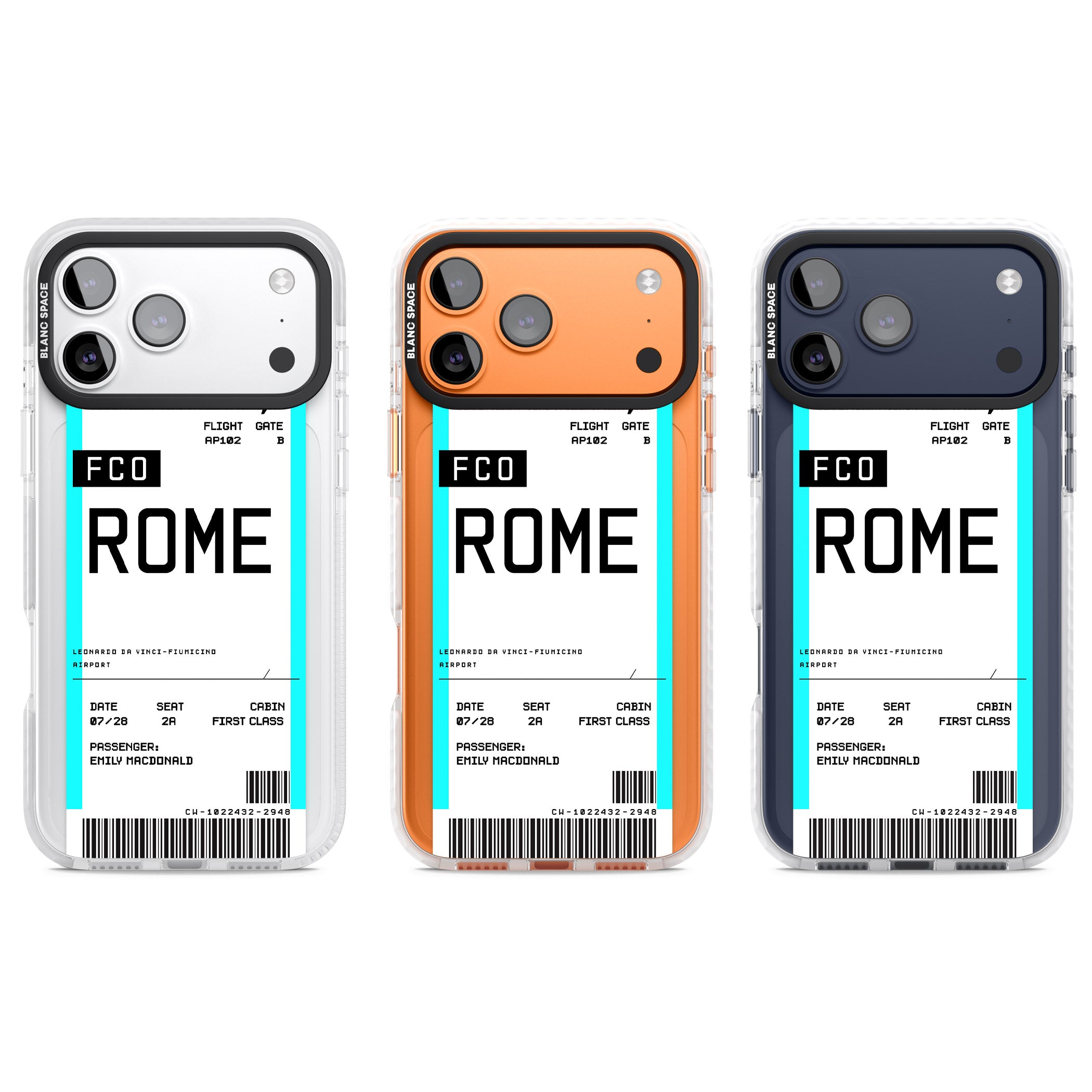 Personalised Rome Boarding Pass iPhone 17 Pro Impact Pro Clear Phone Case APT Impact Protection