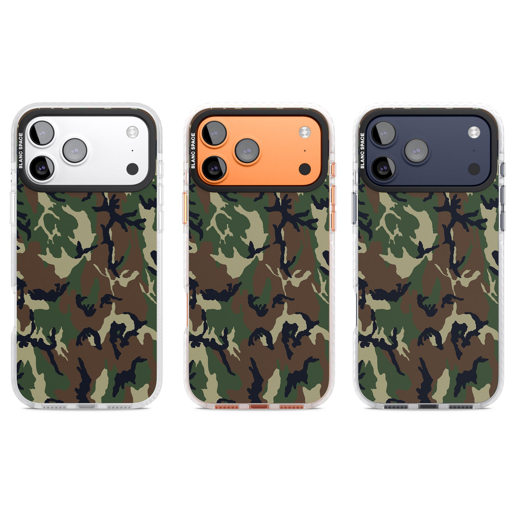 Forest Green Camo iPhone 17 Pro Impact Pro Clear Phone Case APT Impact Protection