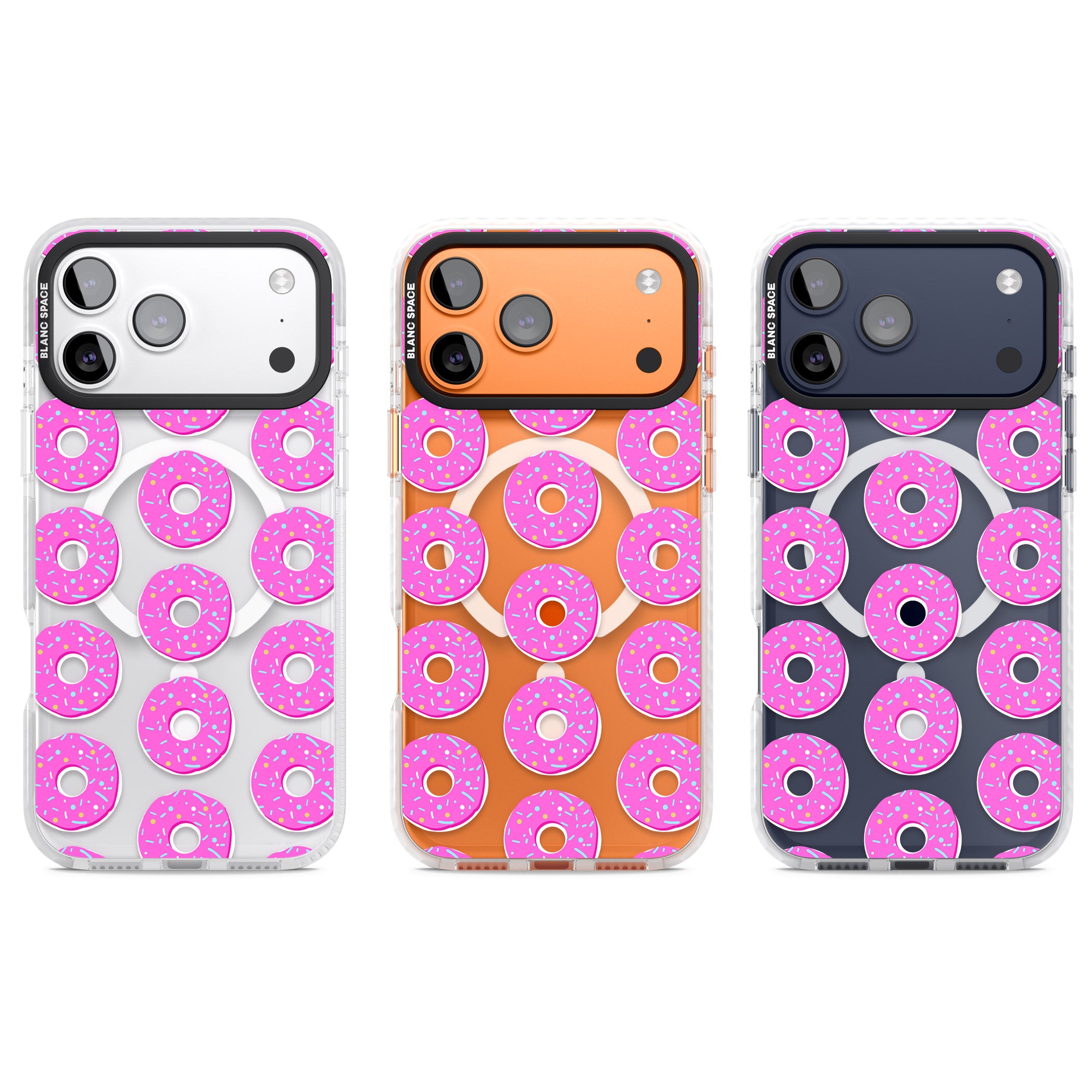 Pink Donut Pattern iPhone 17 Pro Impact Pro Clear Phone Case APT Impact Protection