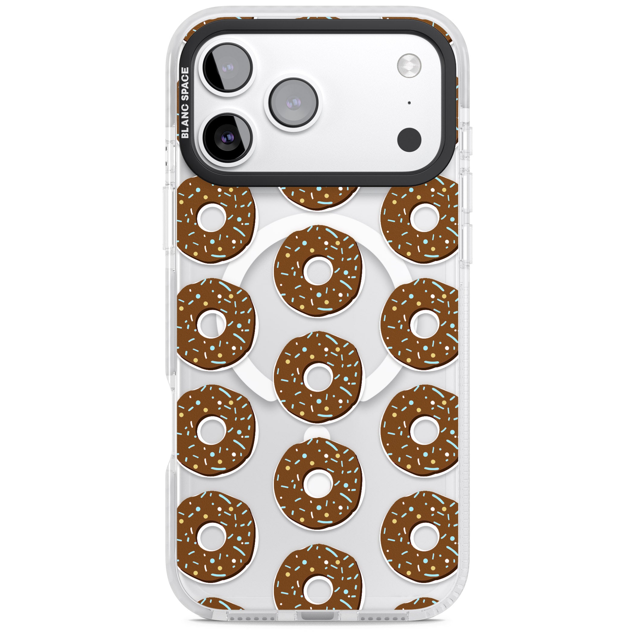 Chocolate Donut Pattern iPhone 17 Pro Max Impact Pro Clear Phone Case