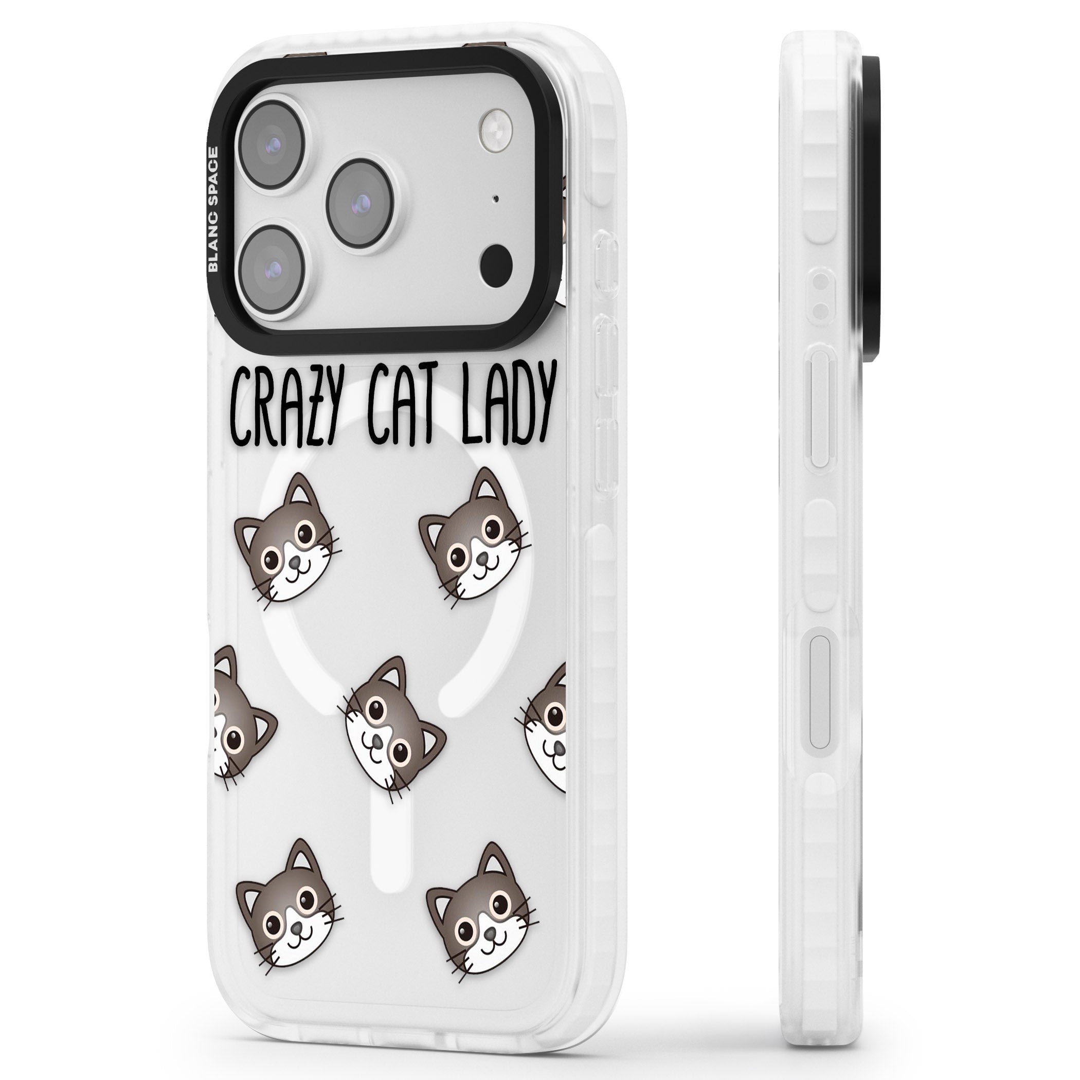 Crazy Cat Lady iPhone 17 Pro Max Impact Pro Clear Phone Case Side Profile