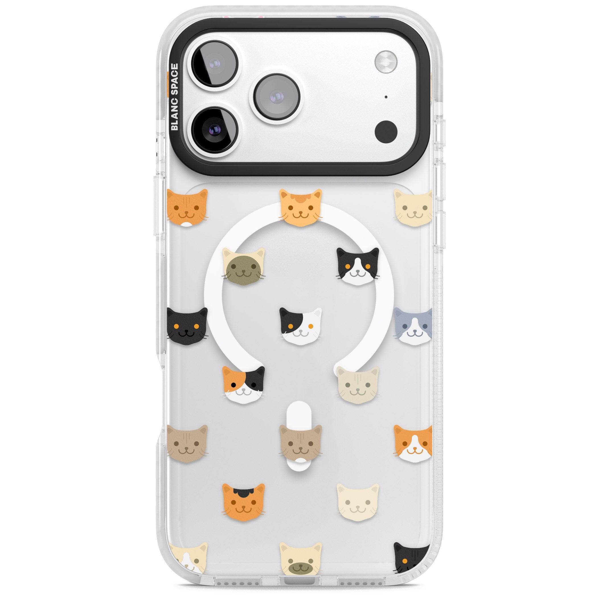 Cute Cat Face Transparent iPhone 17 Pro Max Impact Pro Clear Phone Case