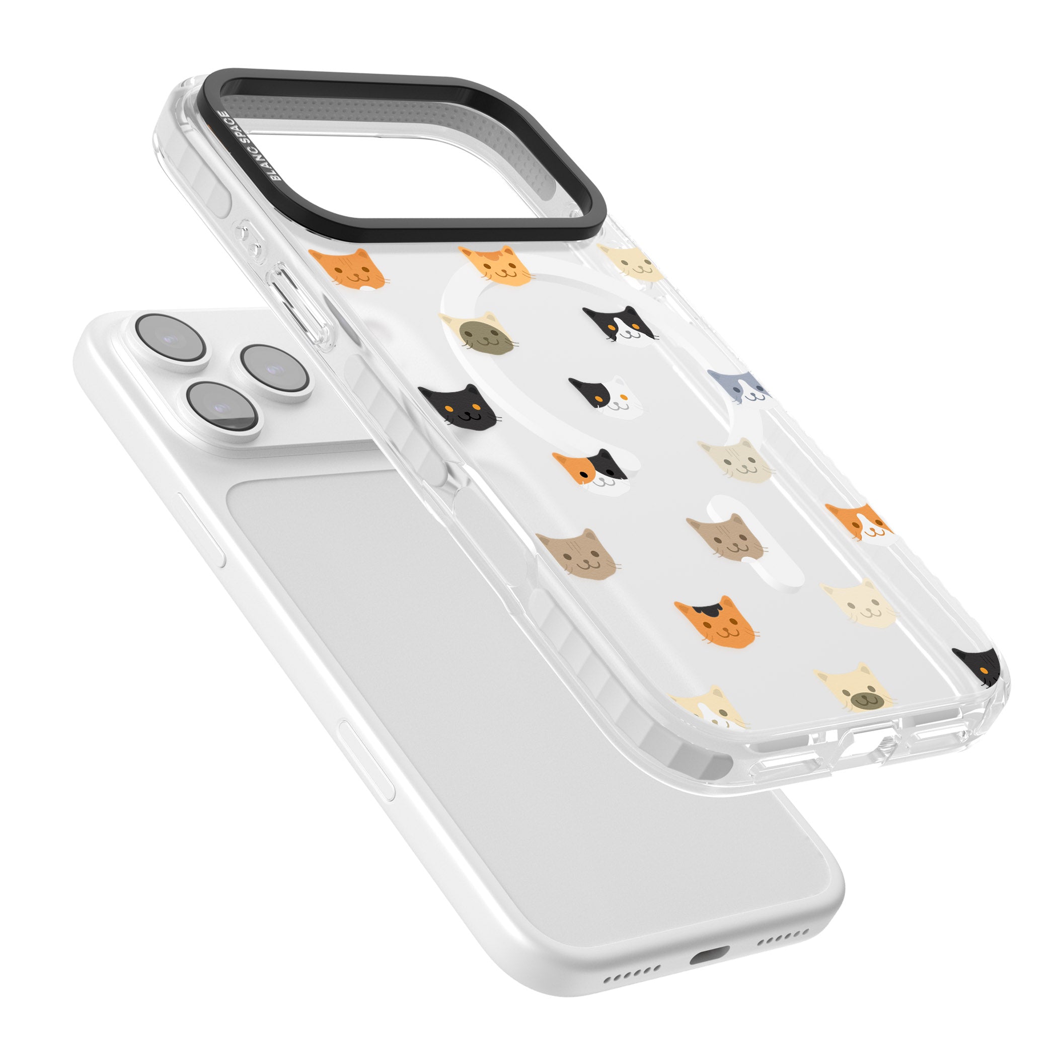 Cute Cat Face Transparent iPhone 17 Pro Max Impact Pro Clear Phone Case Colours