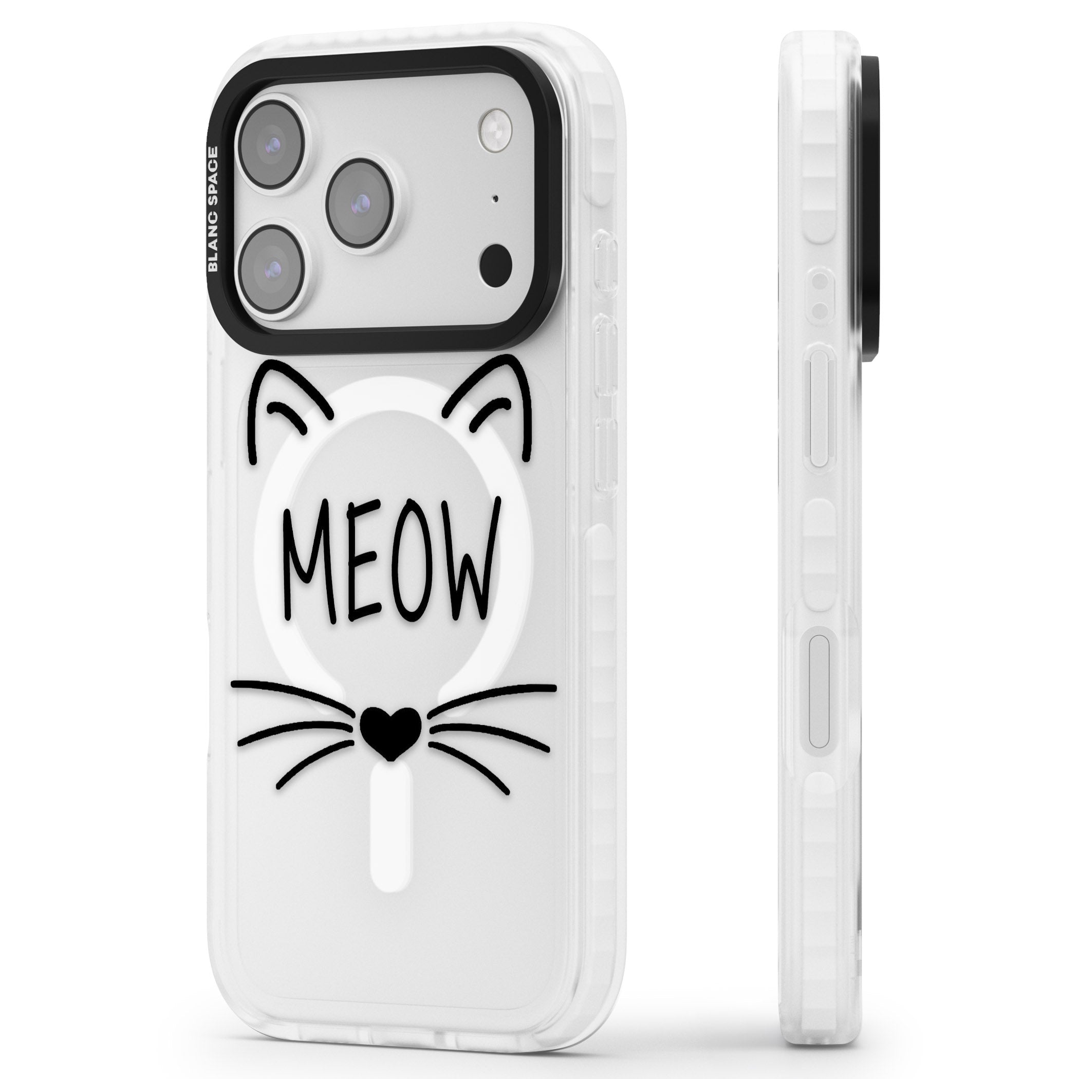 Cat Whiskers iPhone 17 Pro Max Impact Pro Clear Phone Case Side Profile
