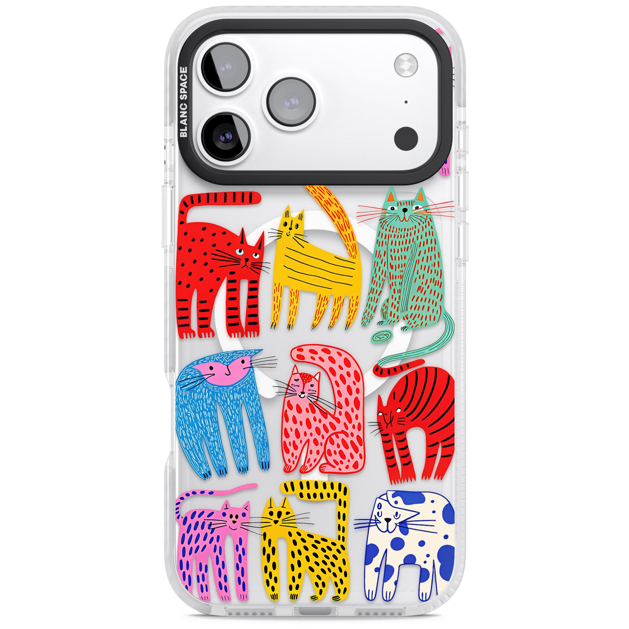 Abstract Colourful Cats iPhone 17 Pro Max Impact Pro Clear Phone Case
