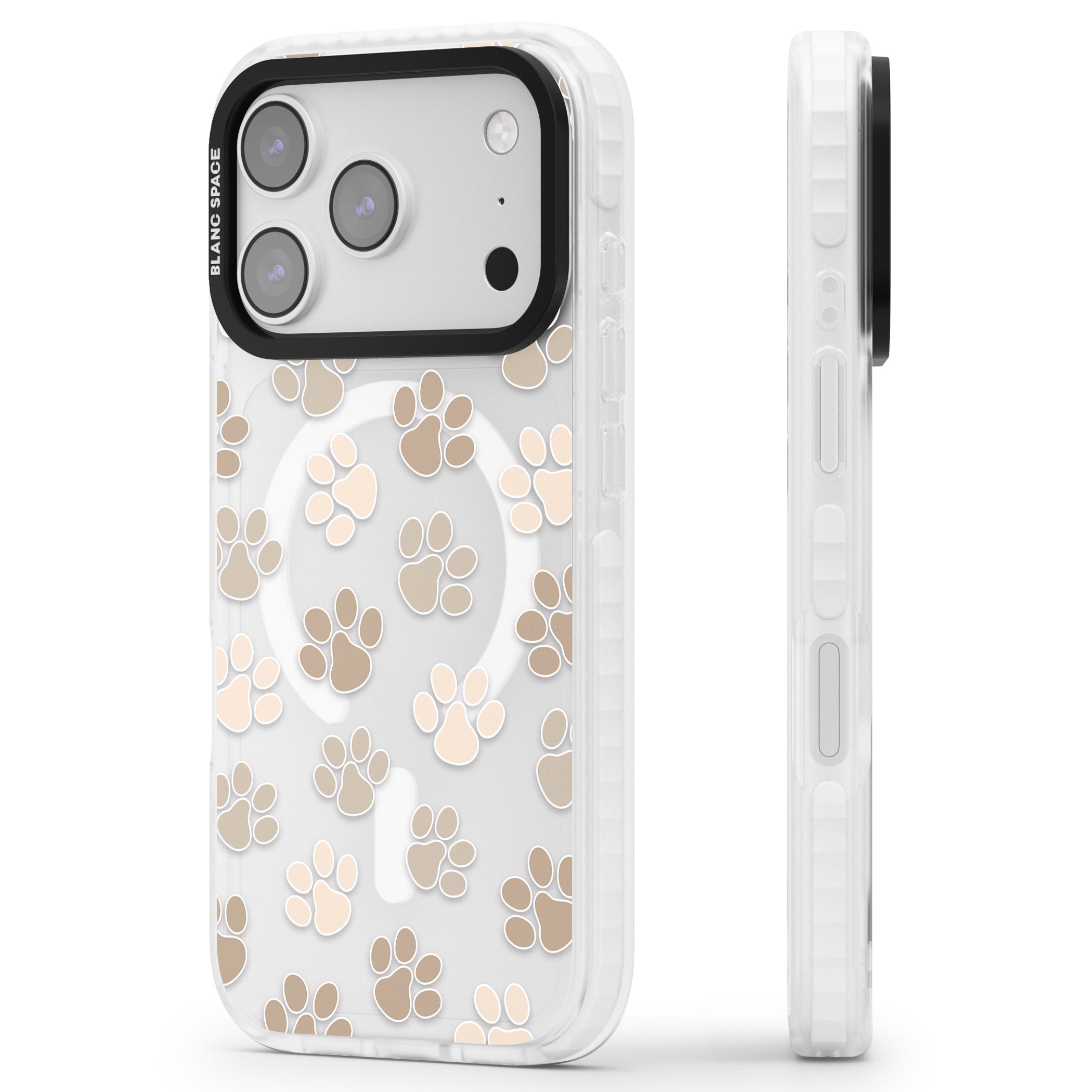 Paw Prints iPhone 17 Pro Max Impact Pro Clear Phone Case Side Profile