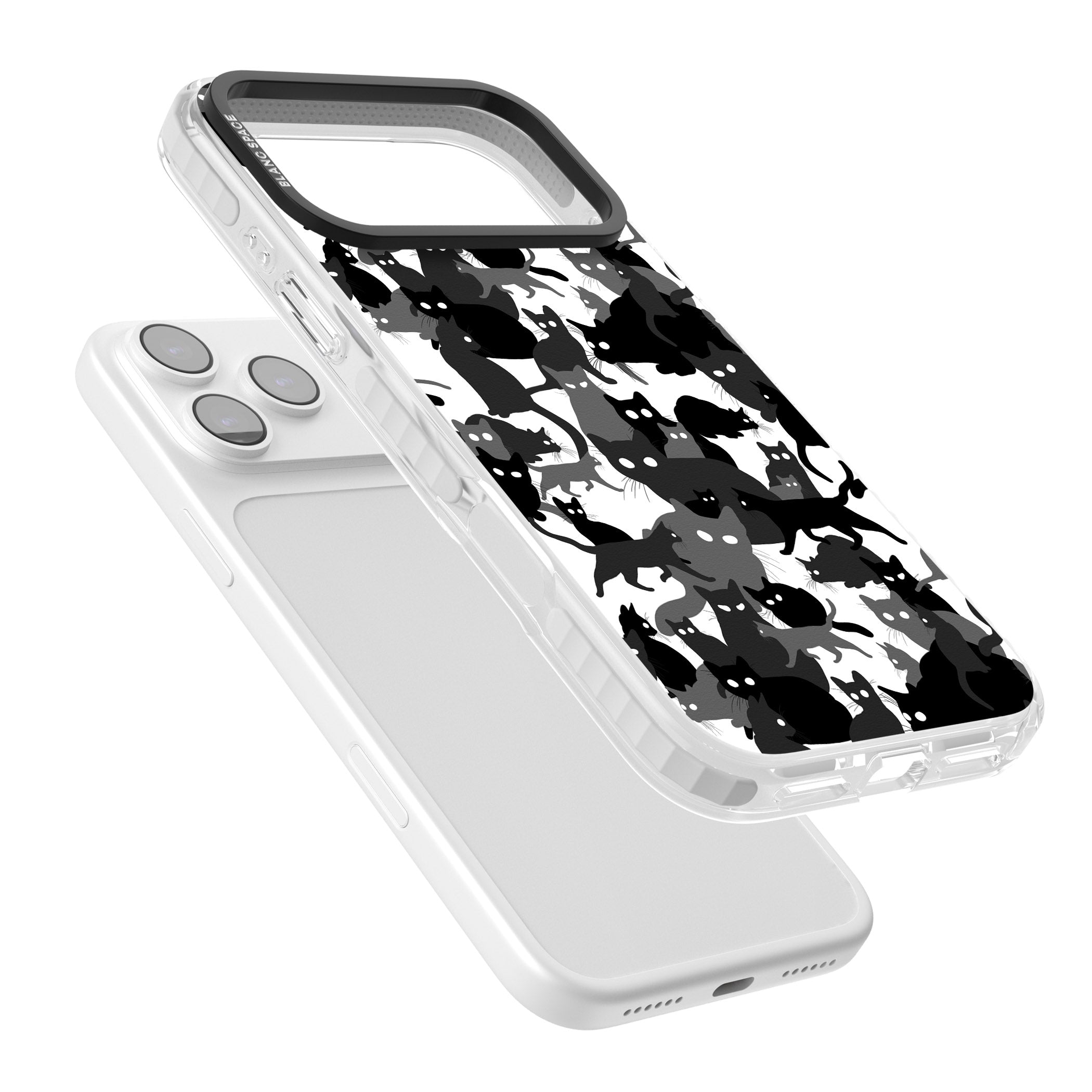 Black & White Cat Camouflage iPhone 17 Pro Max Impact Pro Clear Phone Case Colours