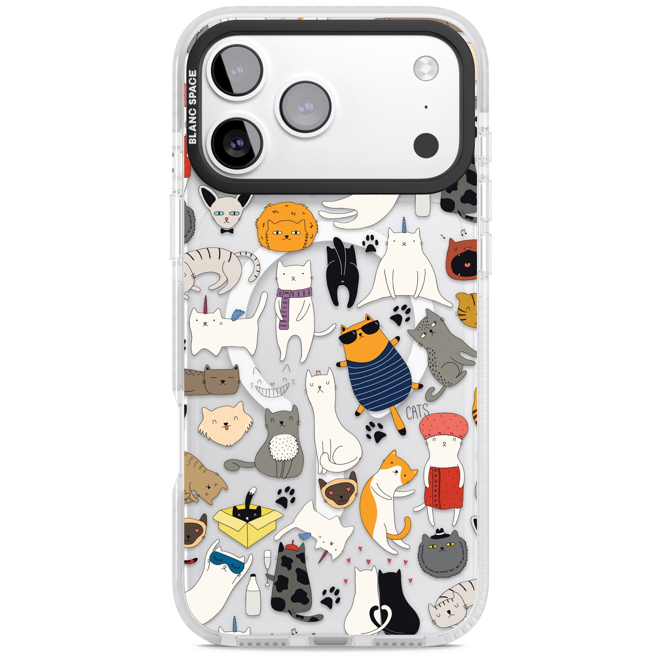 Cartoon Cat Collage iPhone 17 Pro Max Impact Pro Clear Phone Case