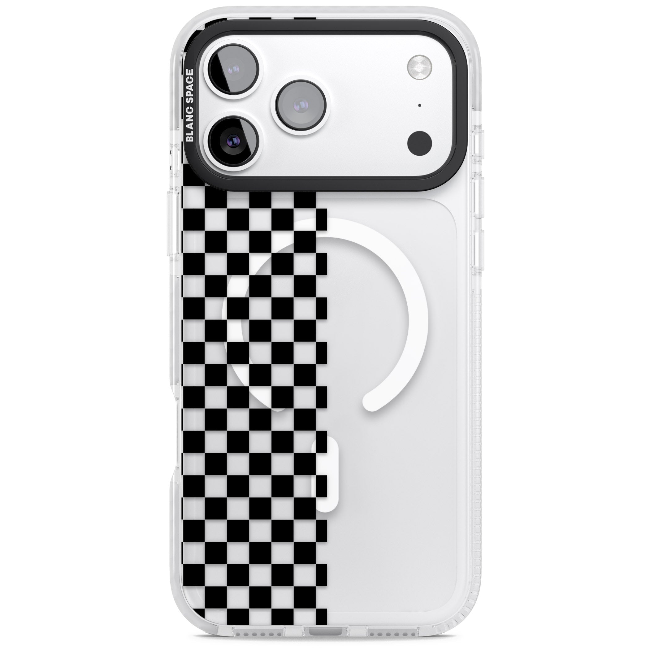 Checker: Half Black Check On Clear iPhone 17 Pro Max Impact Pro Clear Phone Case