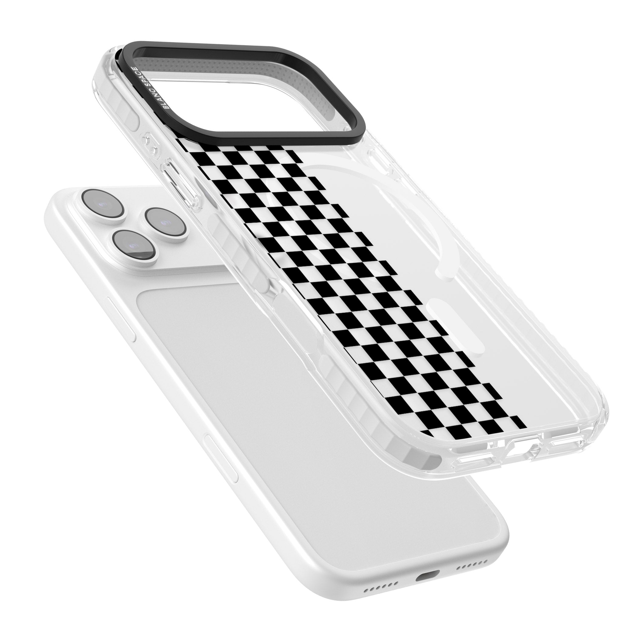 Checker: Half Black Check On Clear iPhone 17 Pro Max Impact Pro Clear Phone Case Colours