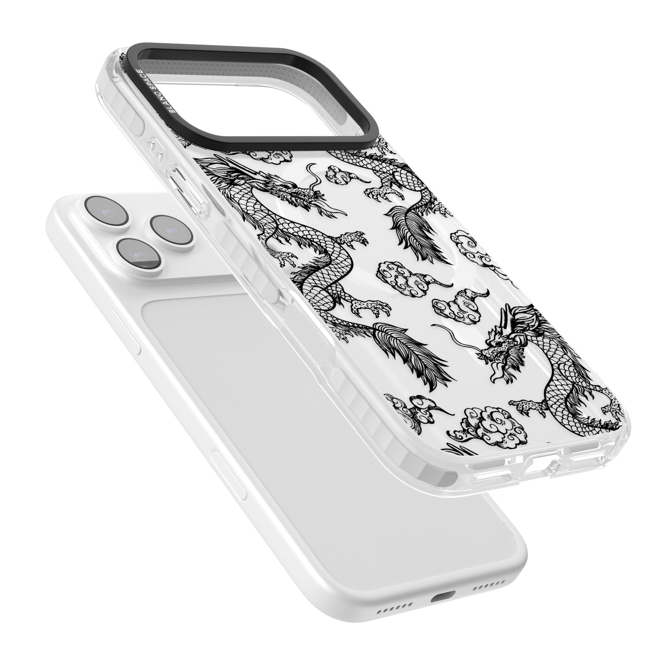 Black Dragon Pattern iPhone 17 Pro Max Impact Pro Clear Phone Case Colours